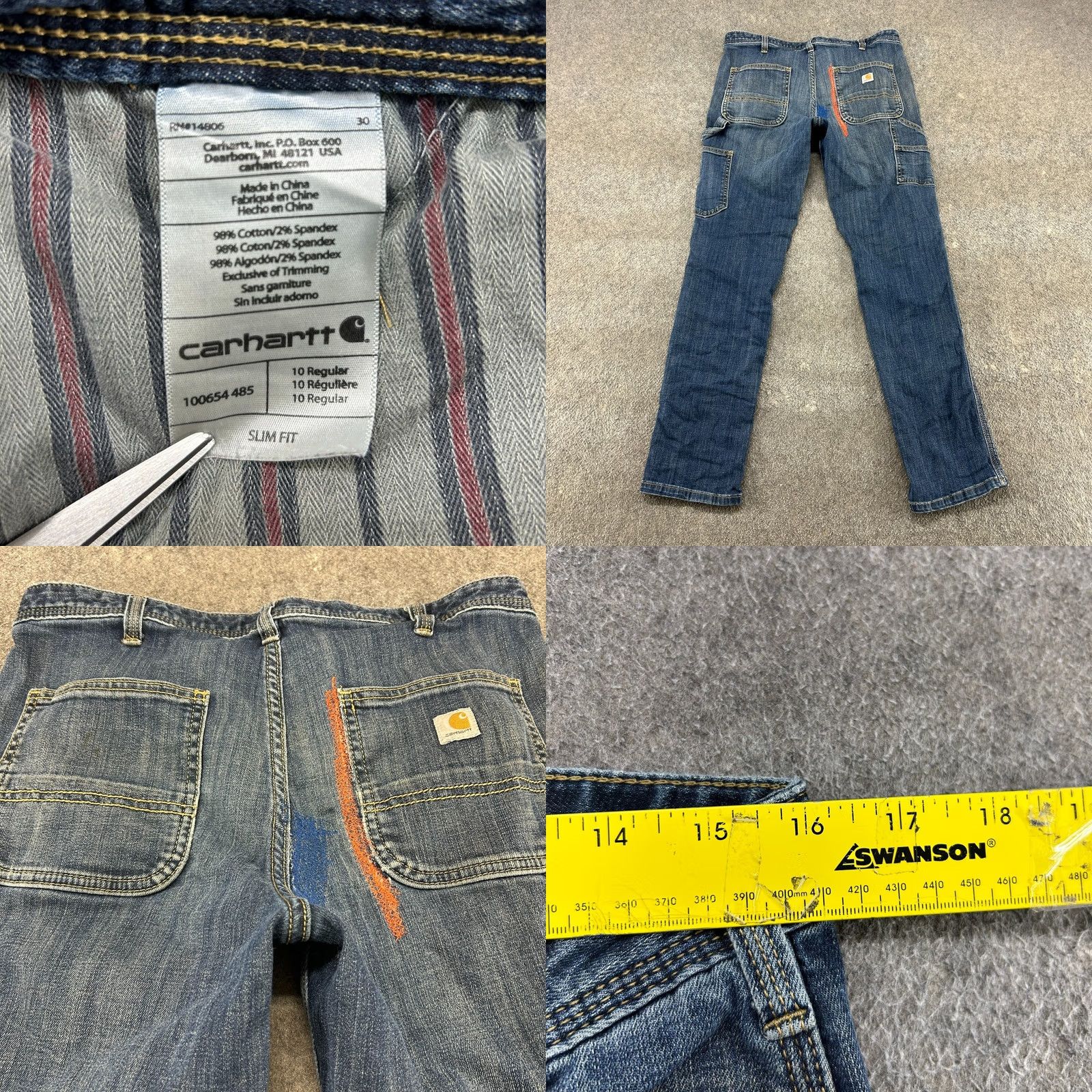 Carhartt Carhartt Jeans Womens 10 Blue Slim Straight Denim Cotton Workwear Pants 5-Pocket Inseam 30in Dark Blue Velvet Logo Zipper Button Size 32" / US 10 / IT 46 - 8 Thumbnail
