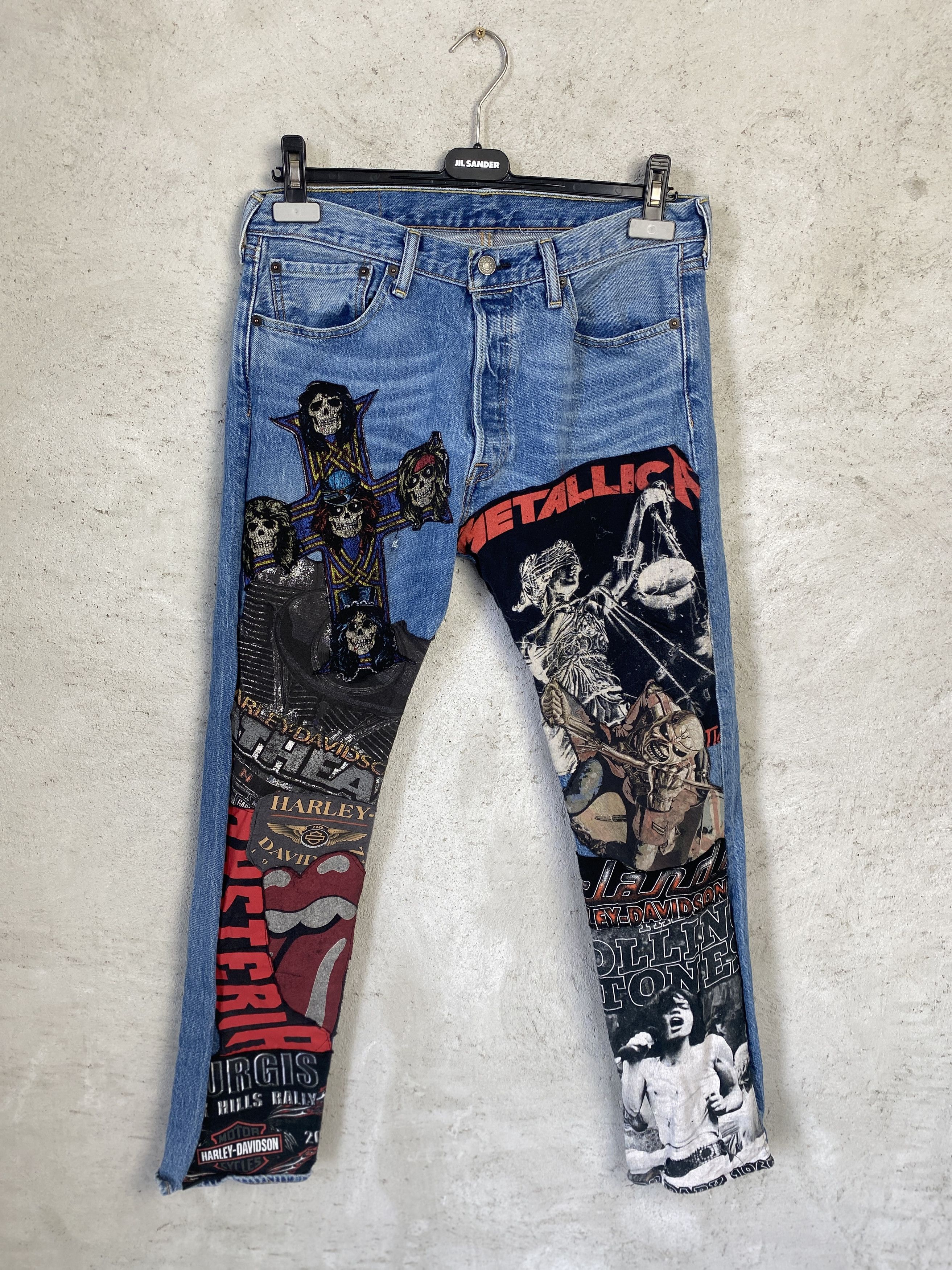 Levi's patchwork denim patches Metallica Davidson vintage