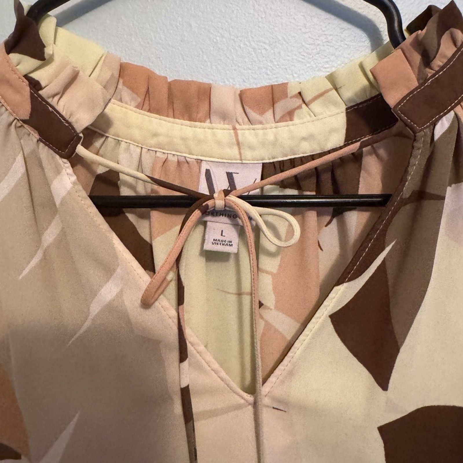 Worthington Worthington Brown and Tan Boxy Short Sleeve Blouse Sz L Size L / US 10 / IT 46 - 3 Thumbnail
