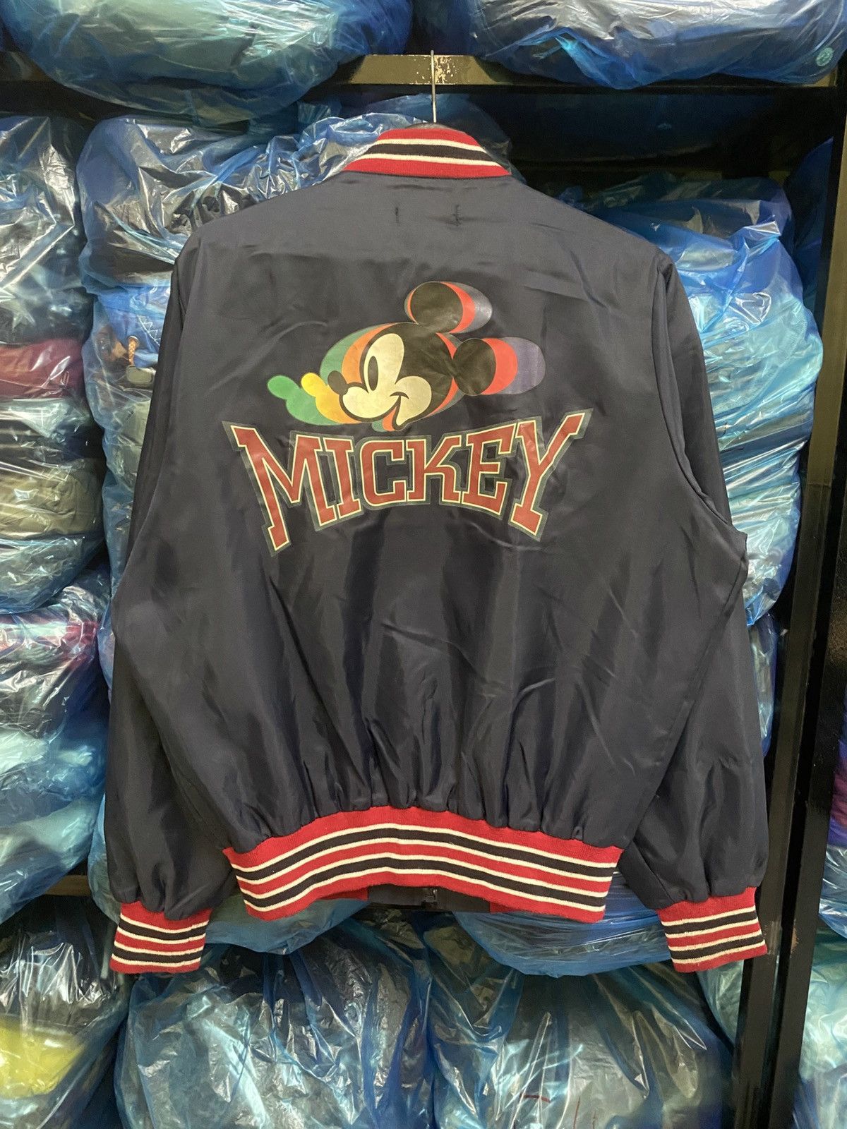 Disney × Mickey Mouse Vintage Tokyo Disneyland Mickey Mouse Bomber Jacket Navy Red Size US M / EU 48-50 / 2 - 1 Thumbnail