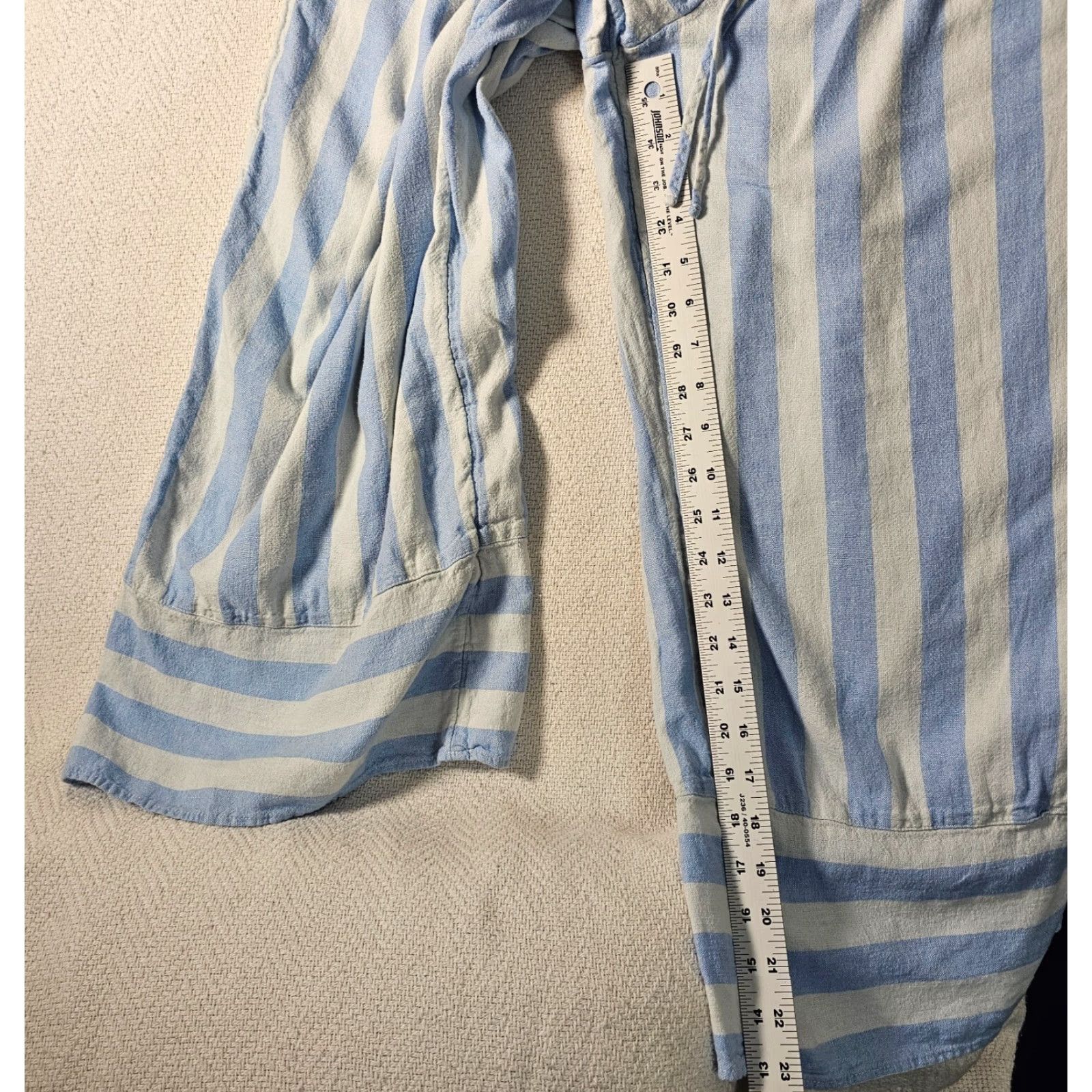 Vintage VINTAGE Lauren Conrad Women's Wide Leg Pants Casual Linen Blue 2XL Cropped Summer Size 40" / US 18 - 7 Thumbnail