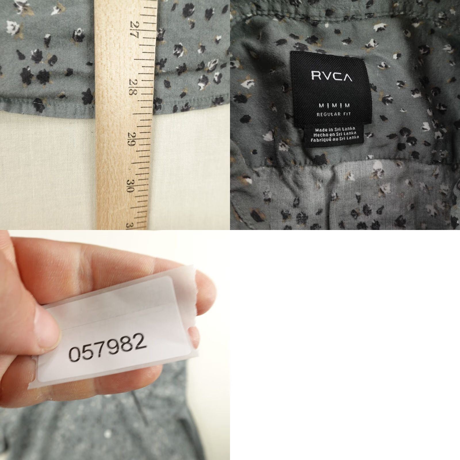 RVCA VINTAGE RVCA Button-Up Shirt Mens Medium Gray Floral Hawaiian Aloha Skater Surfer Outdoor Tropical Size US M / EU 48-50 / 2 - 8 Thumbnail