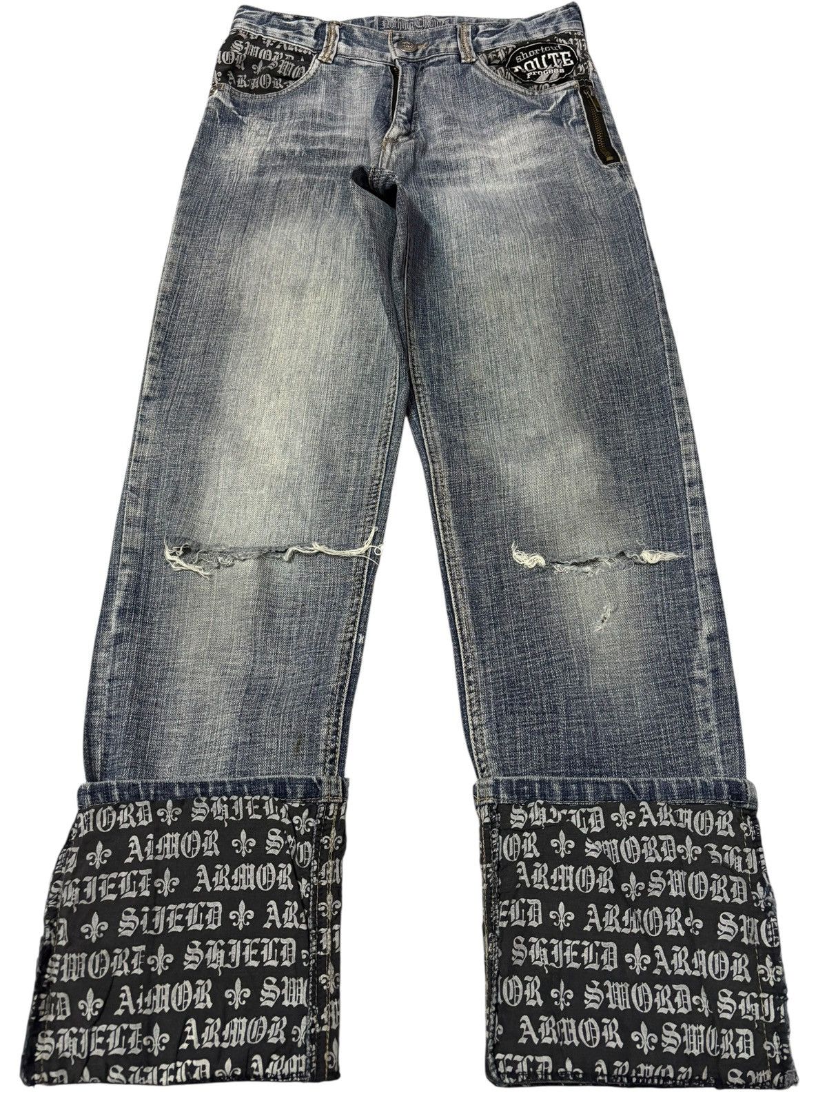 Japanese Brand Vtg Route Japan Punk Skull Embrodered Distressed Jeans Size US 26 / EU 42 - 1 Thumbnail