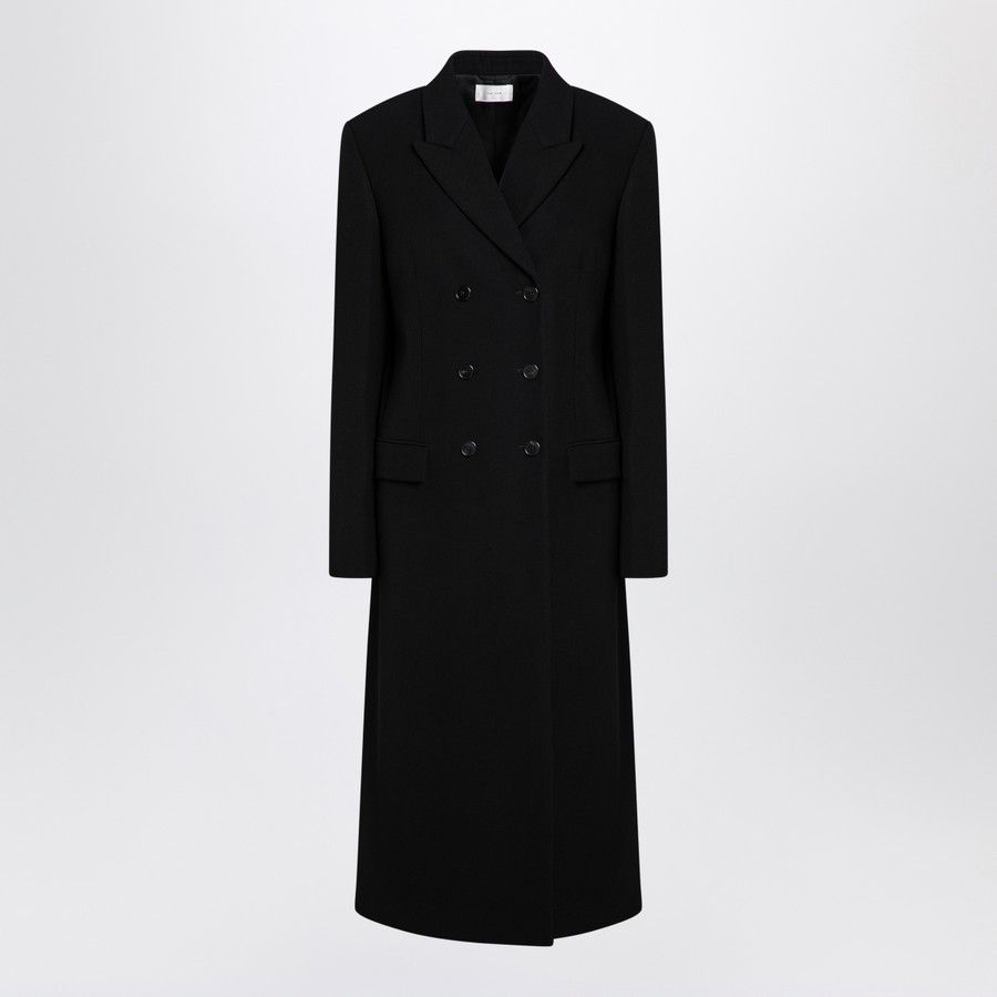 The Row o1d2blof1024 Woody Wool Double-Breasted Coat in Black Size M / US 6-8 / IT 42-44 - 1 Thumbnail