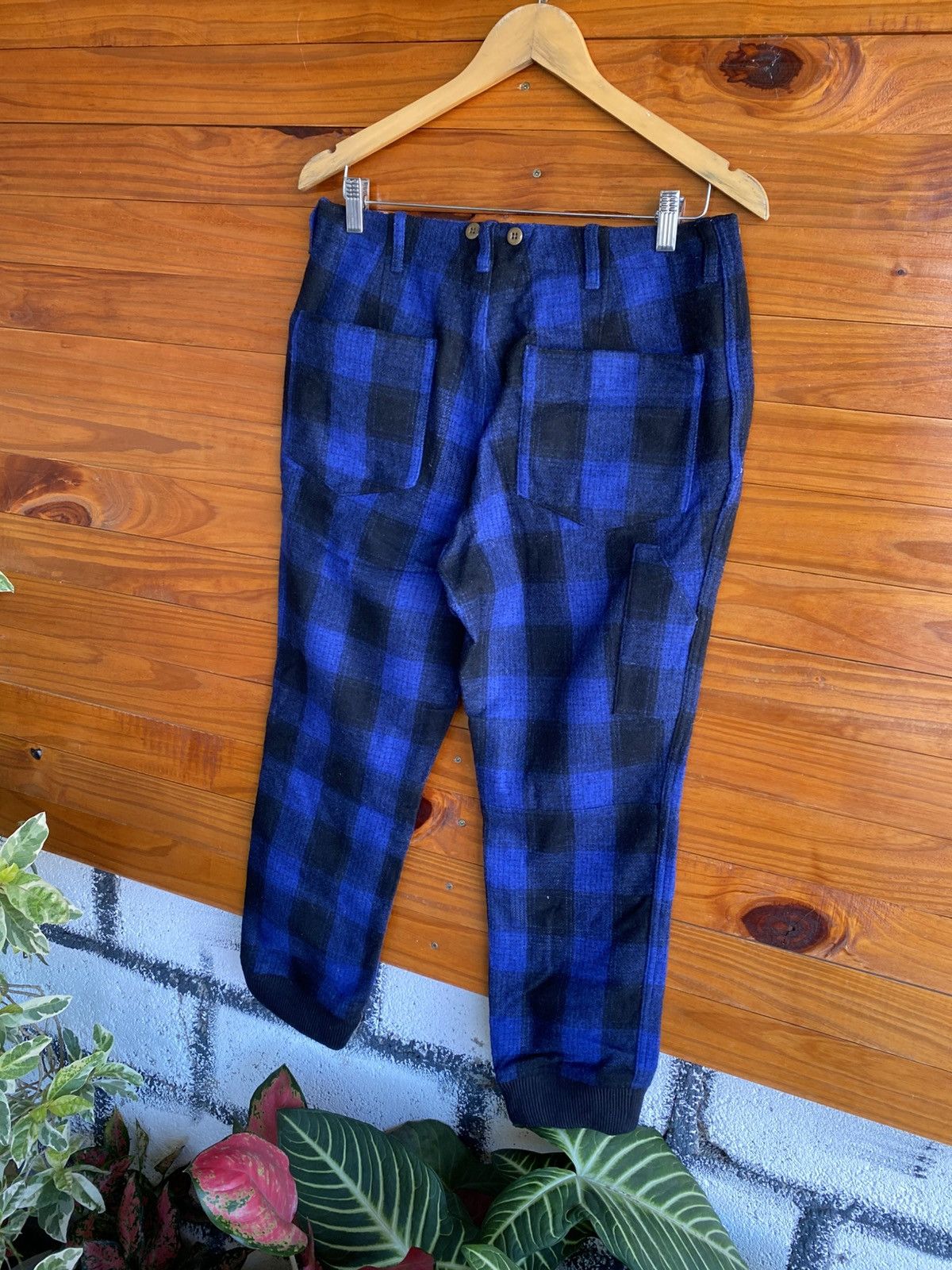 BEAUTY&YOUTH Vintage Japanese Blue Check Wool Jogger Pants Size US 30 / EU 46 - 10 Thumbnail