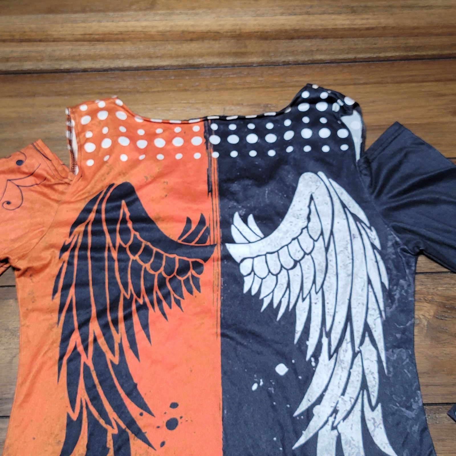 Other Unbranded LS Orange & Black Blouse w/ Wings - Size Small Size S / US 4 / IT 40 - 4 Thumbnail