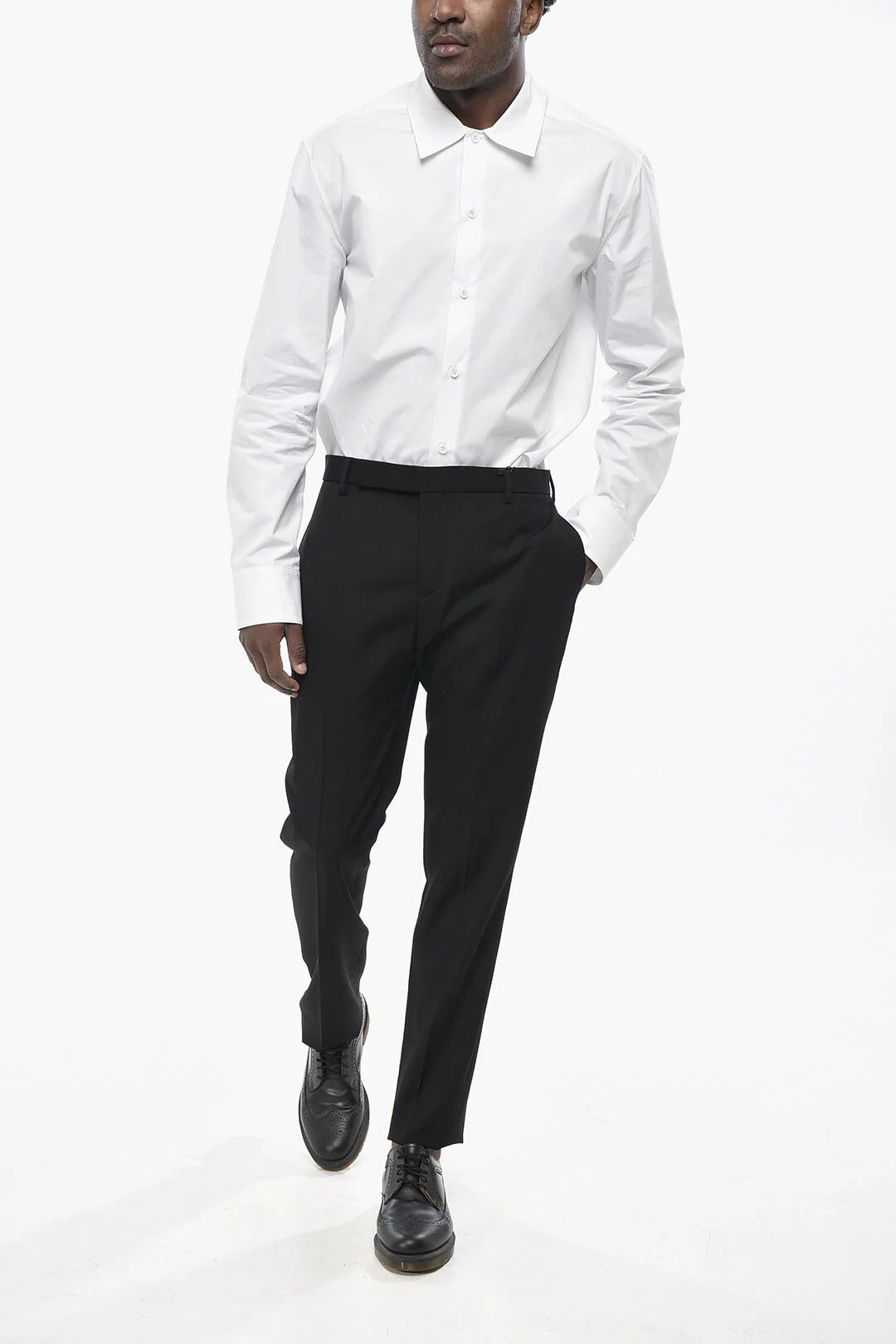 Saint Laurent Paris og1mm0426 Solid-Color Wool Pant in Black Size US 34 / EU 50 - 4 Thumbnail