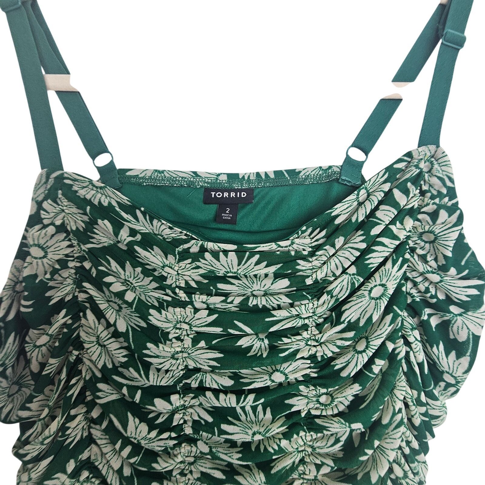 Torrid Torrid Womens Ditsy Floral Ruched Tank Plus Size 2X Stretch Size XXL / US 16-18 / IT 52-54 - 3 Thumbnail