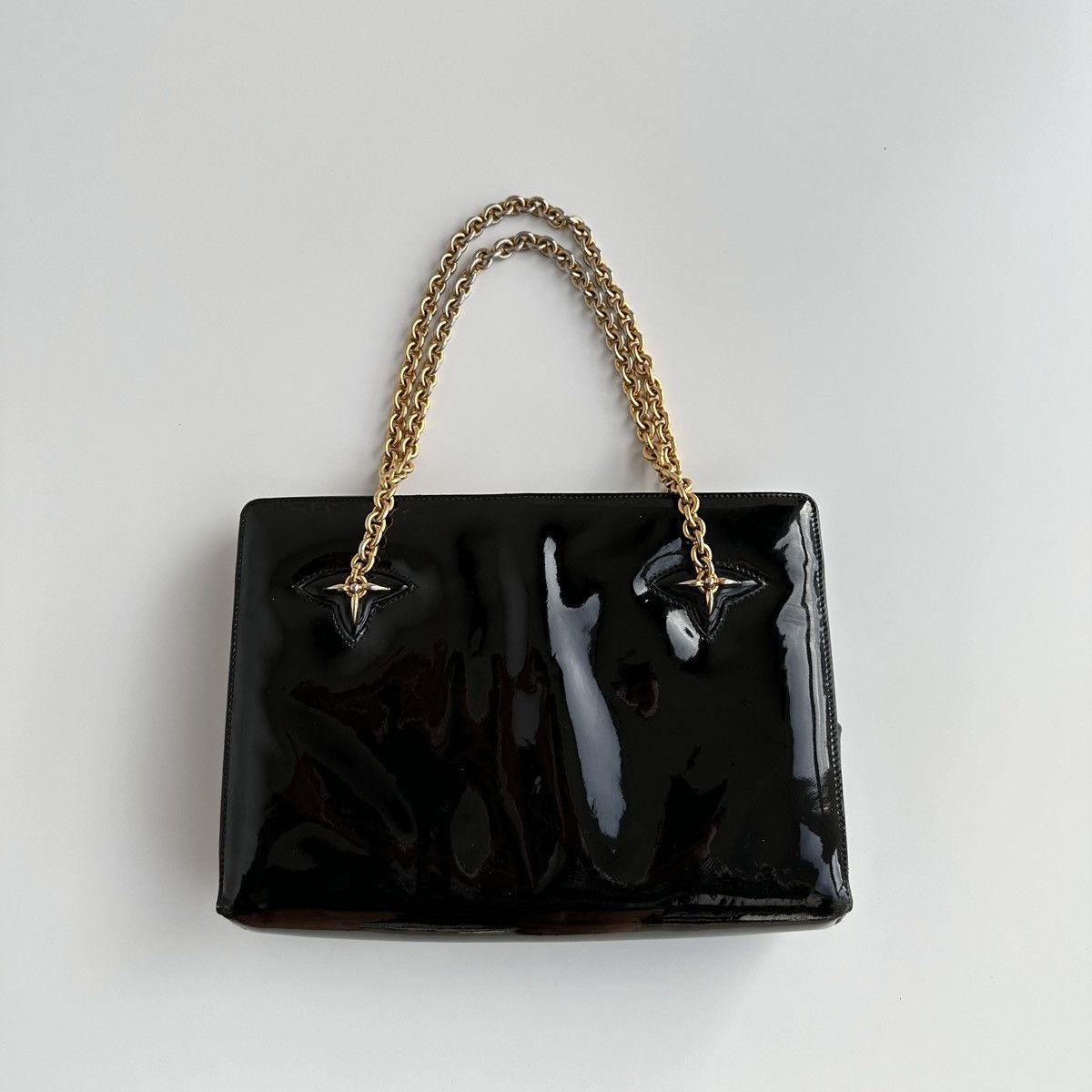 Gucci Vintage Gucci 80’s Lacquered Black Leather Hand bag Size ONE SIZE - 2 Thumbnail