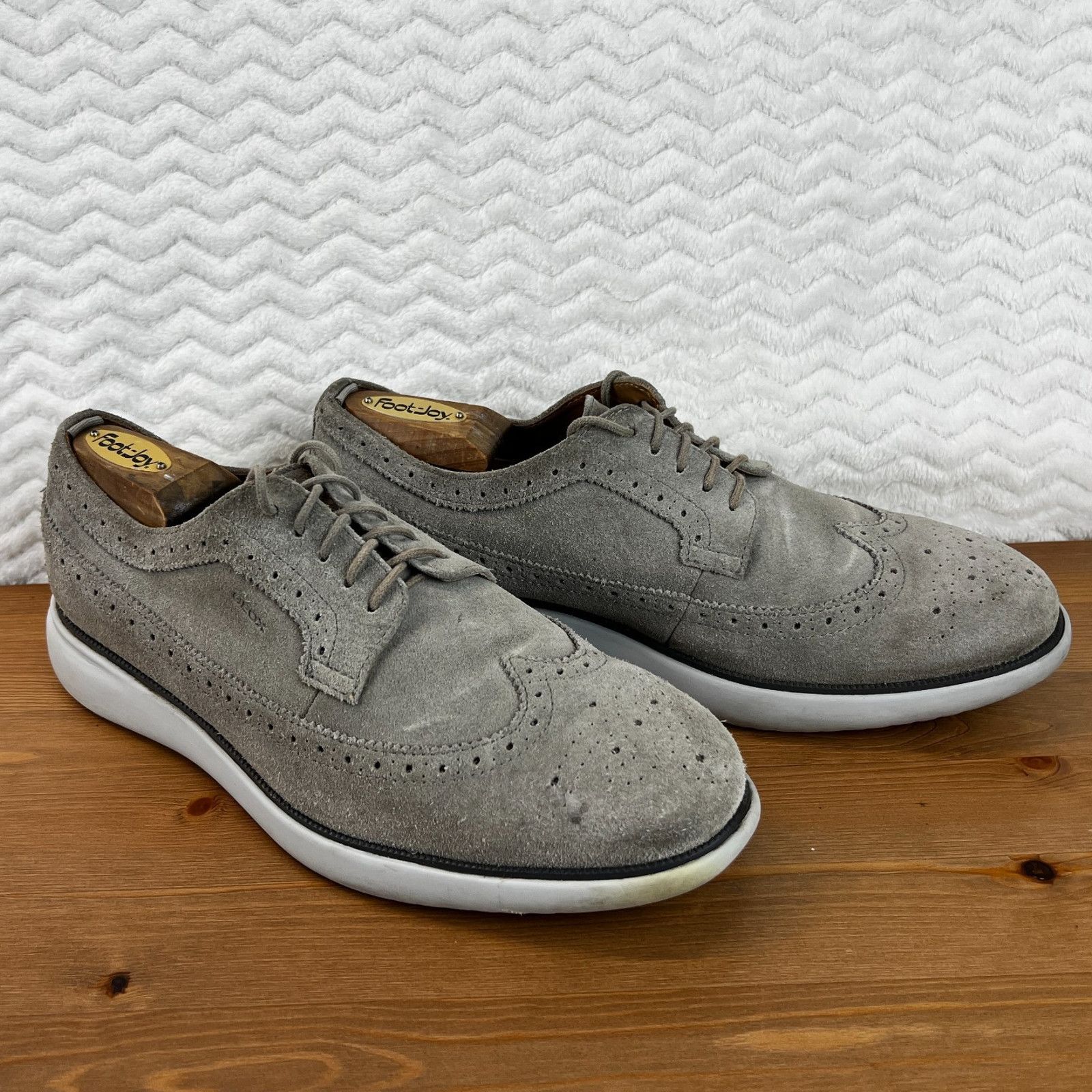 Geox Geox Mens Winfred Suede Shoes Gray Wingtip Brogues 42 US 9 Size US 9 / EU 42 - 1 Thumbnail