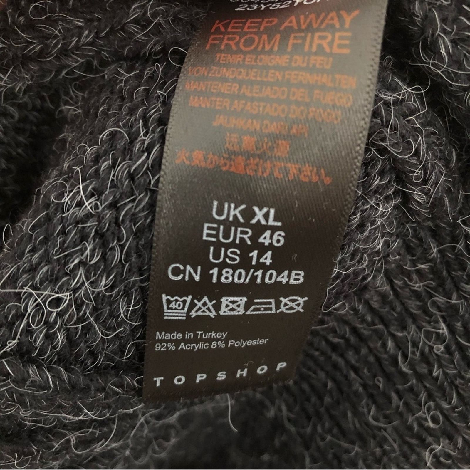 Topshop Topshop Cable Knit Open Back Ruffle Square Neck Gray Sweater Size XL / US 12-14 / IT 48-50 - 7 Thumbnail