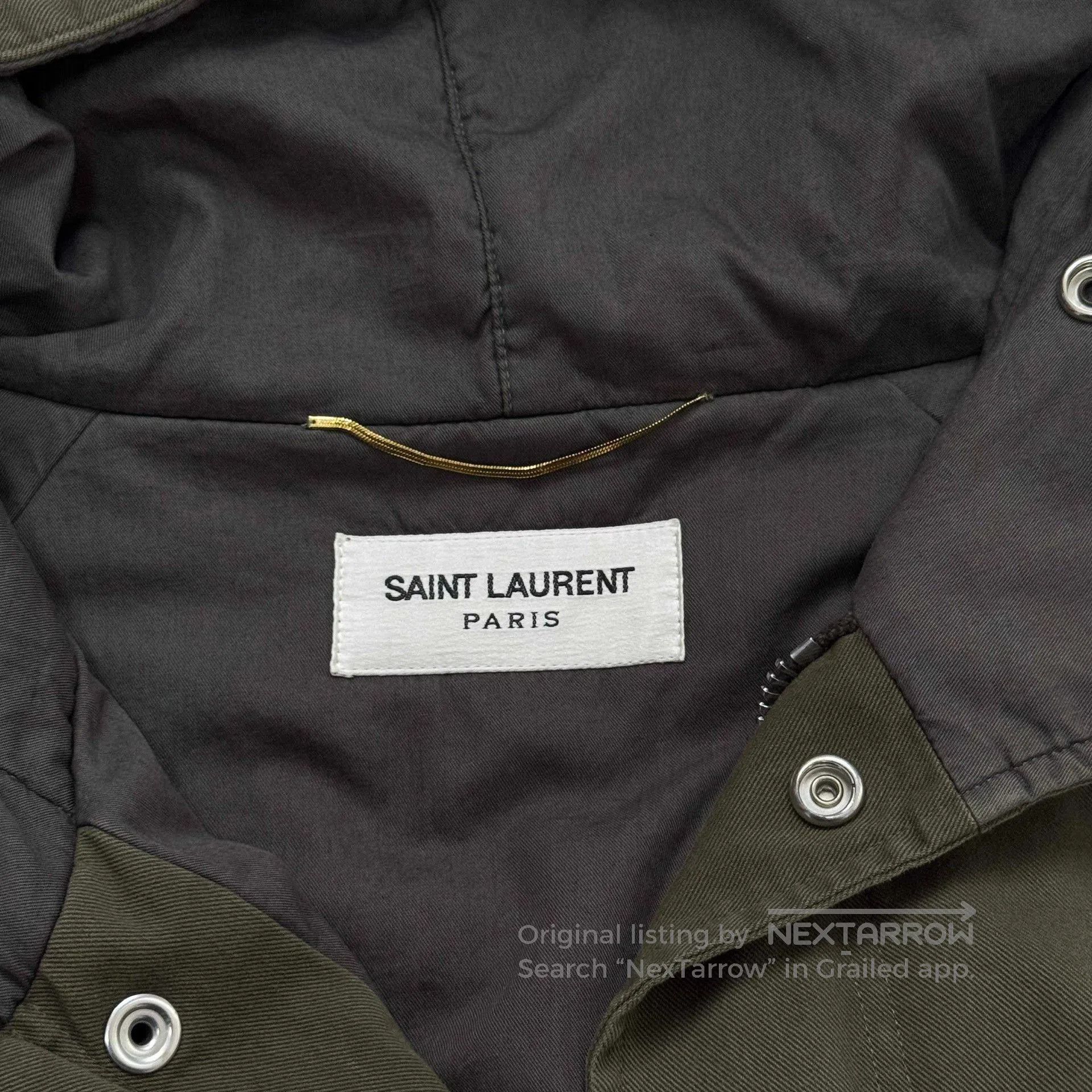 Saint Laurent Paris Saint Laurent Olive Green Hooded Coat. Size XS / US 0-2 / IT 36-38 - 3 Thumbnail