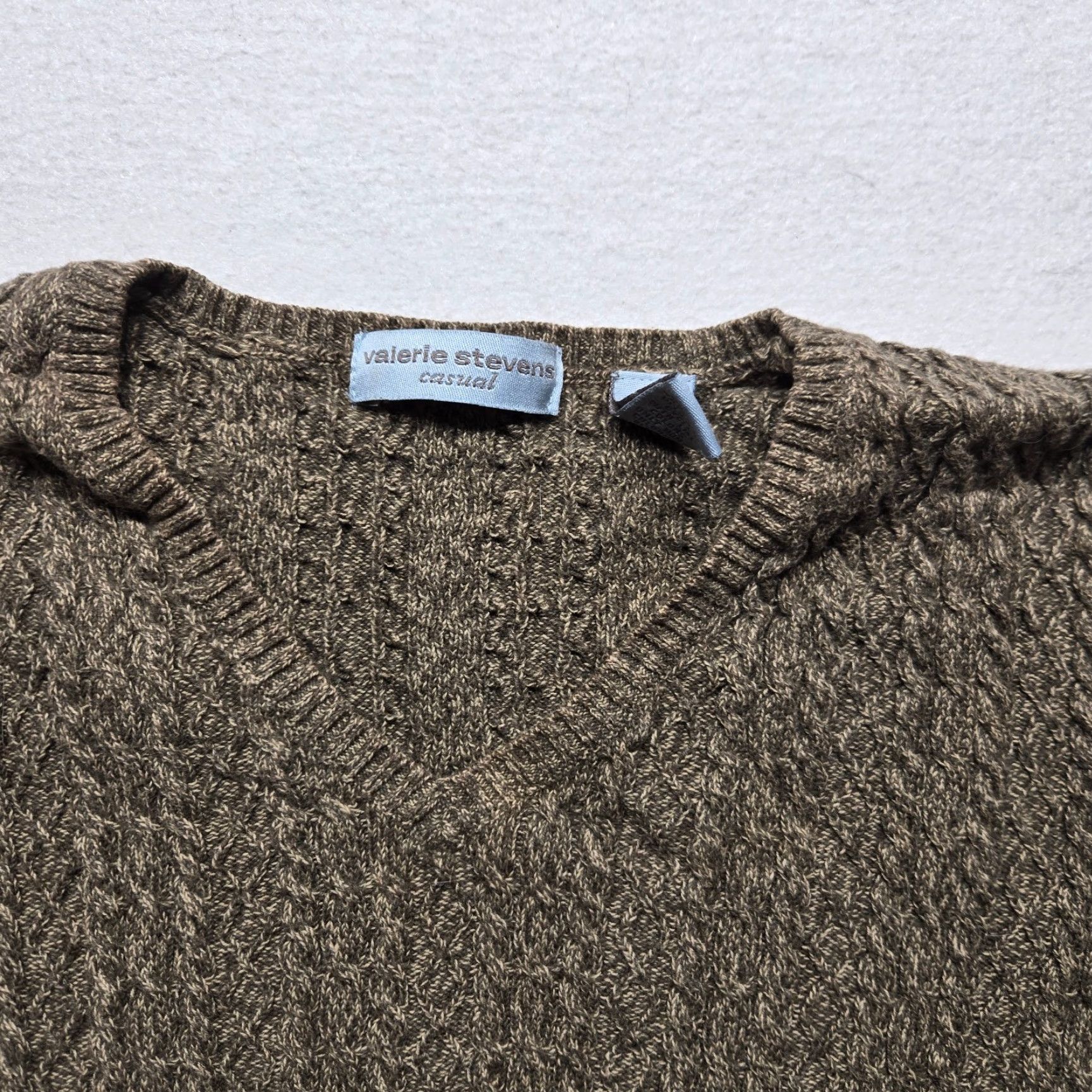 Vintage VINTAGE Valerie Stevens Cable Knit Sweater Pullover Long Sleeve Womens Large Brown Classic Size L / US 10 / IT 46 - 2 Thumbnail