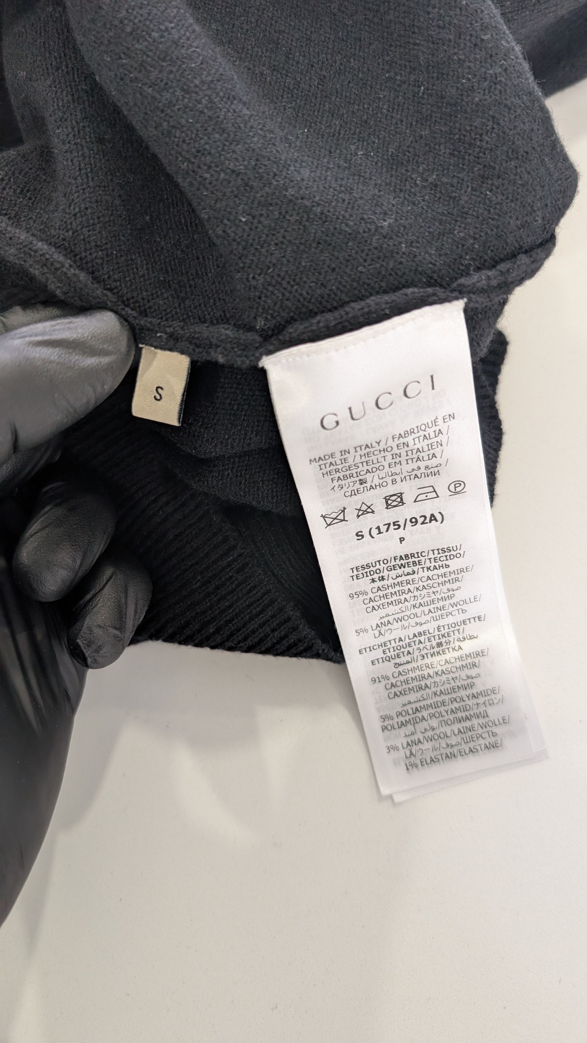 Gucci Gucci Logo Sleeve Patch Cashmere Sweater - Black - Size S Size US S / EU 44-46 / 1 - 11 Thumbnail