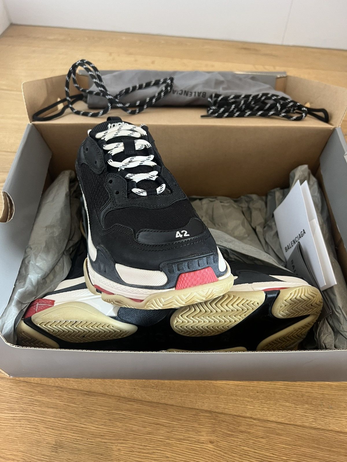 Balenciaga Balenciaga Triple S Black White Red – 2018 Reissue (EU 42) Size US 10 / EU 43 - 6 Thumbnail