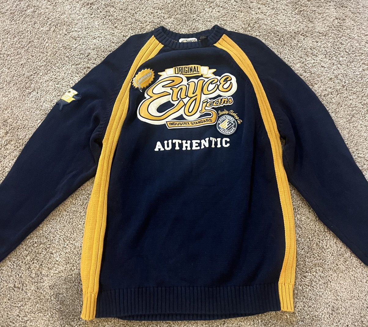 Enyce Vintage Enyce Knit Sweater Navy/Gold XXL Y2K Streetwear Size US XXL / EU 58 / 5 - 2 Thumbnail