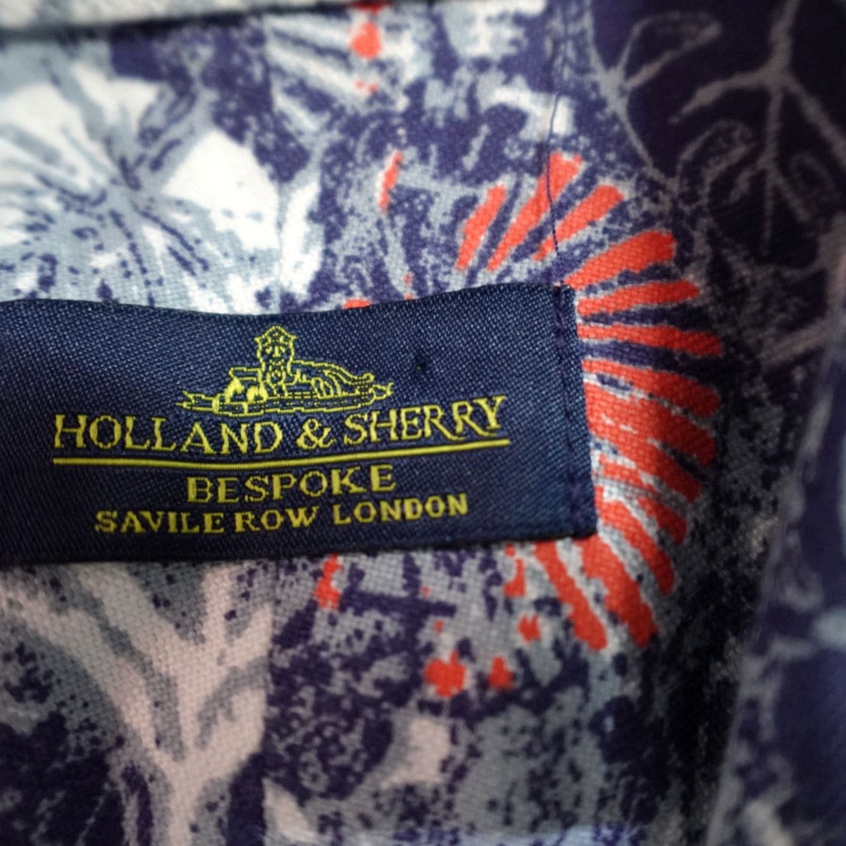 Gloverall Holland & Sherry Shirt Large Blue Floral Print All Over Cotton Custom Made Size US L / EU 52-54 / 3 - 3 Thumbnail