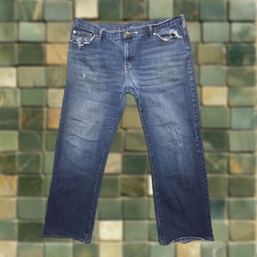 Calvin Klein VINTAGE Calvin Klein Slouchy Jeans Mens 40 x 31" Dark Distressed Worn-in Baggy Denim Jeans 90s American Size US 40 / EU 56 - 1 Thumbnail