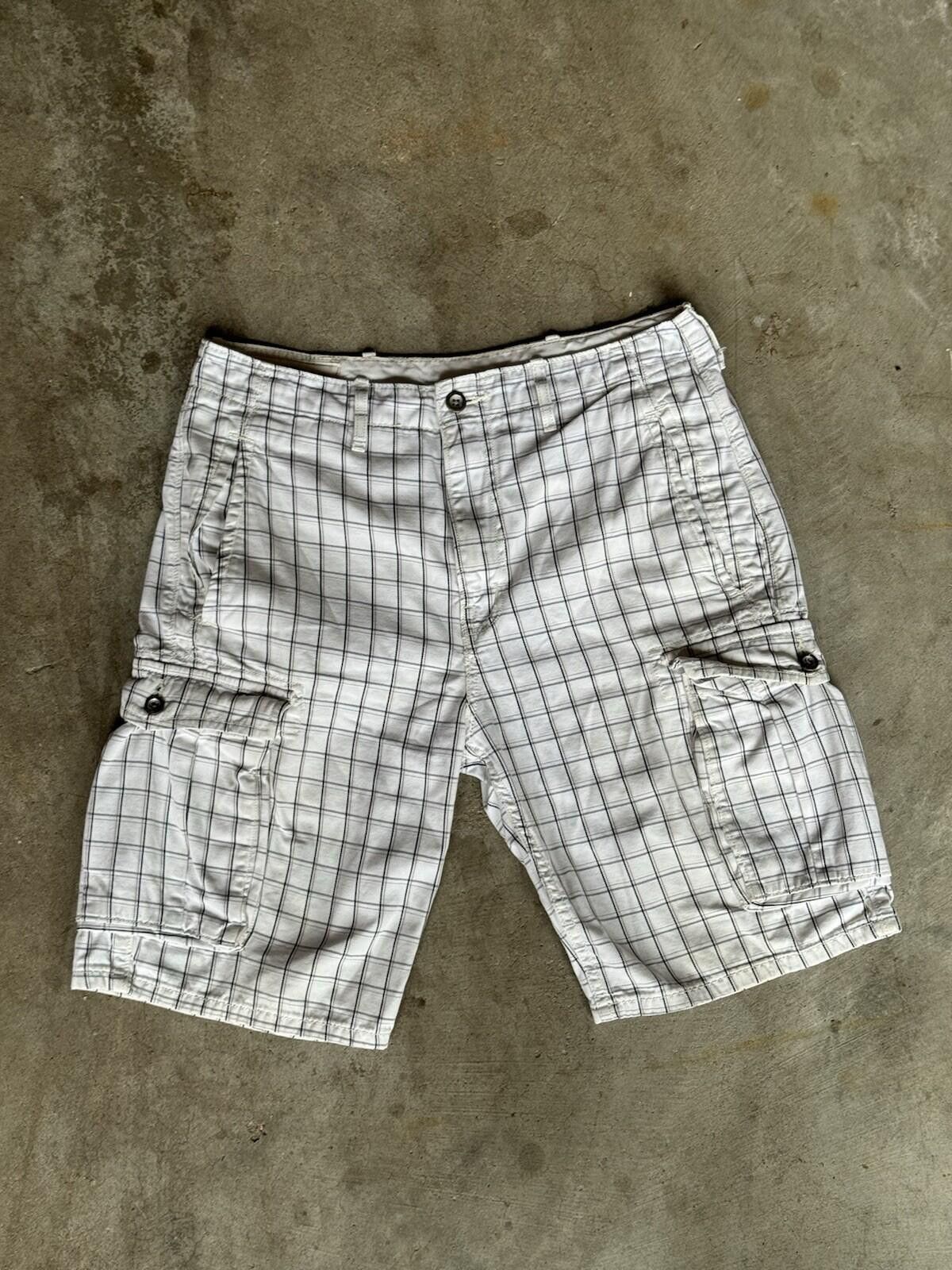 Levi's Levis Shorts Mens 33 White Plaid Cargo Flap Pockets Y2K Size US 33 - 1 Thumbnail