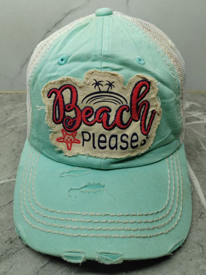 Vintage Vintage Beach Please Distressed Style Cap Hat Size ONE SIZE - 2 Thumbnail