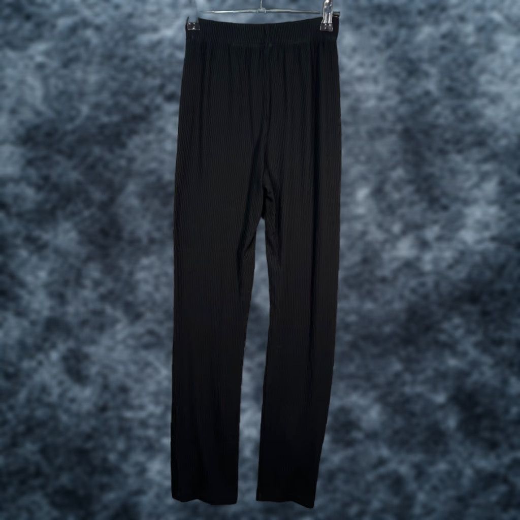 Reformation Reformation Womens XS Black Ribbed Knit Split Hem Straight Leg Pants - Womens XS Black Knit Pants Size 26" / US 2 / IT 38 - 1 Thumbnail