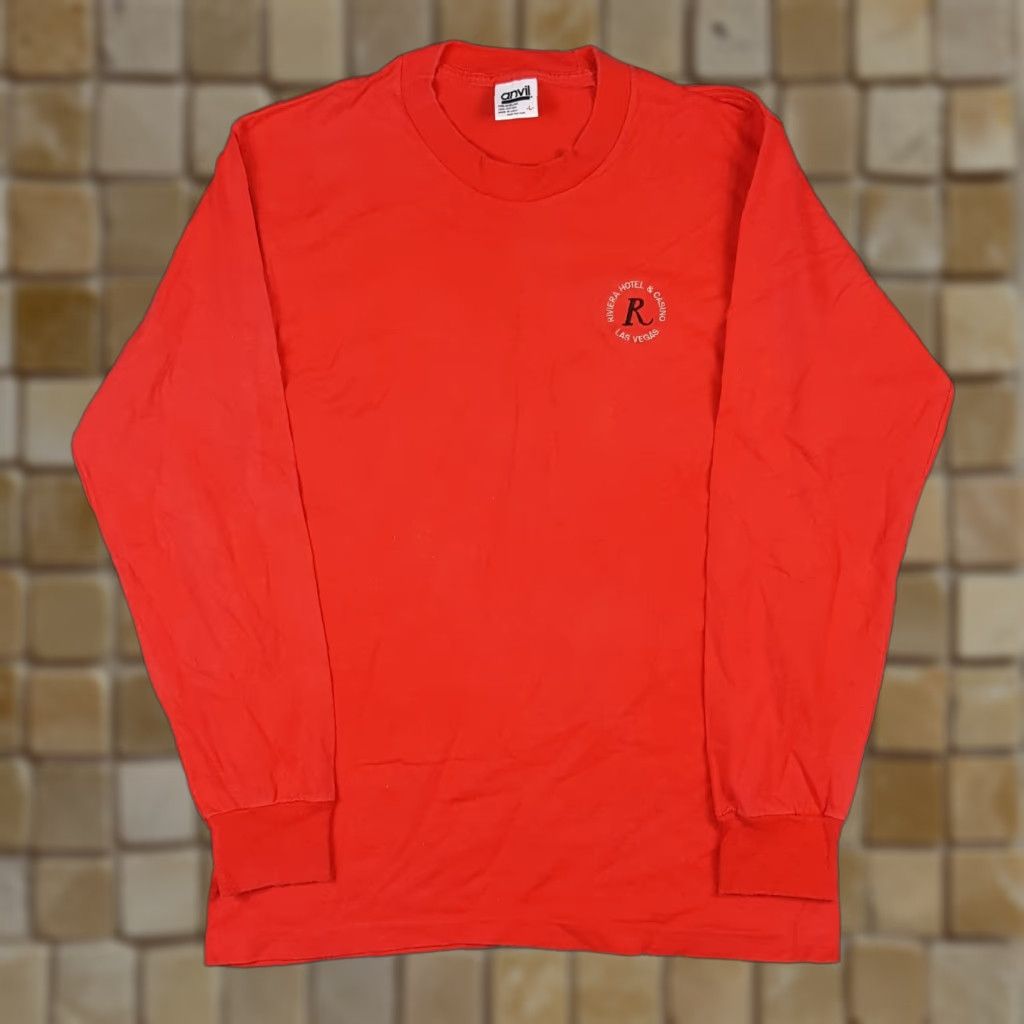 Anvil Vintage 90s Las Vegas Riviera Casino Long Sleeve T-Shirt Men S Red Casino Cards Y2K Size US S / EU 44-46 / 1 - 1 Thumbnail