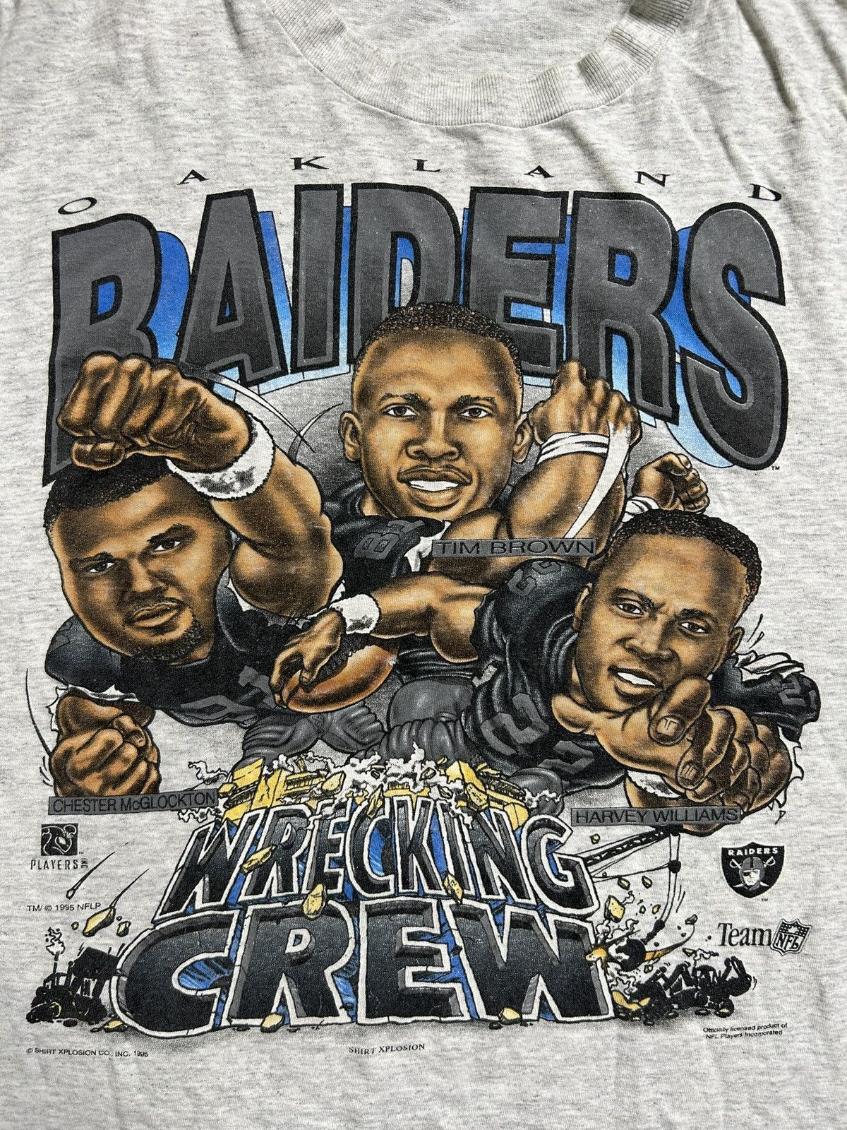 Vintage Vintage 90s Oakland Raiders Wrecking Crew Tee Caricature Size US XL / EU 56 / 4 - 2 Thumbnail