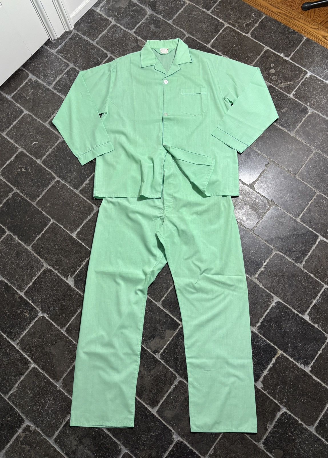 Vintage True Vintage Pajama Set 1960s Matching Two Piece Perma Press Size US 36 / EU 52 - 2 Thumbnail