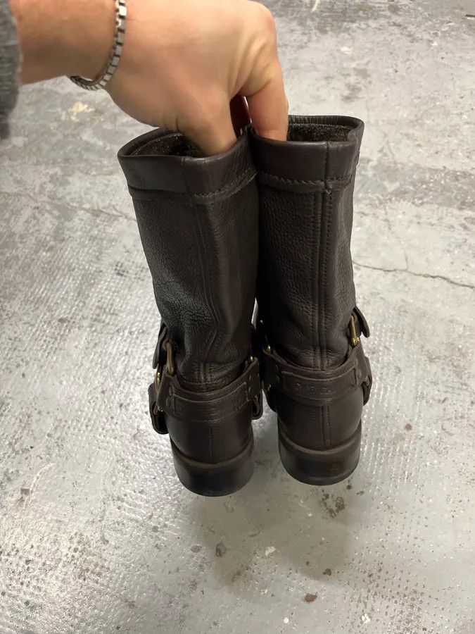 Dolce & Gabbana 2000s Dolce & Gabbana Dark Brown Gold Buckle Ankle Leather Boots Size US 8 / EU 41 - 5 Thumbnail