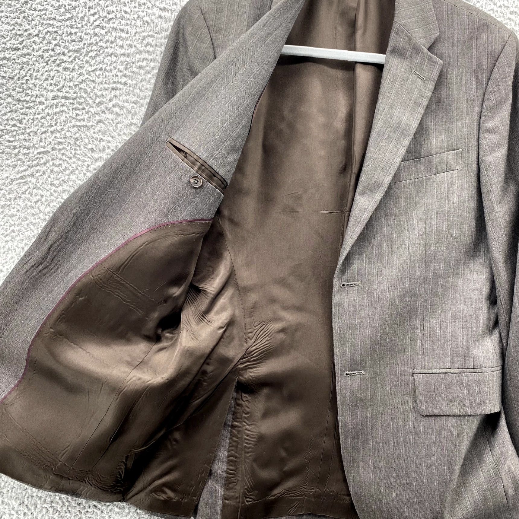 Banana Republic Blazer Mens 40R Brown Pinstripe Notch Lapel Single-Breasted 3-Button Coat - Business Formal Classic Mens