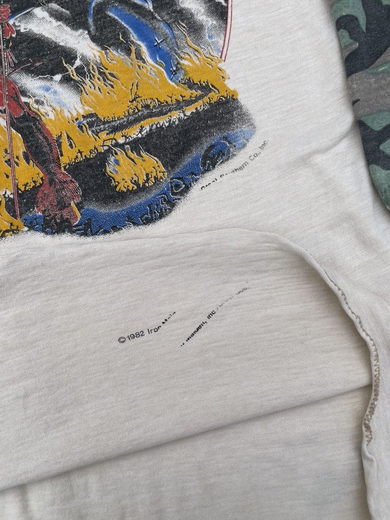 Vintage Rare Vintage Iron Maiden Camo Raglan Sleeve T- Shirt- 1982 Size US M / EU 48-50 / 2 - 5 Thumbnail