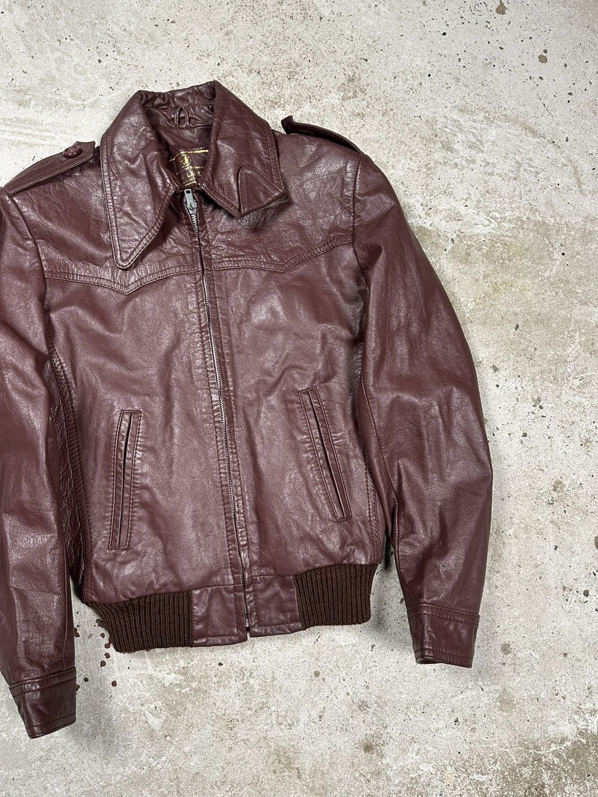 Other Vintage 90s Burgundy Genuine Leather Bomber Utility Jacket Size US XS / EU 42 / 0 - 14 Thumbnail