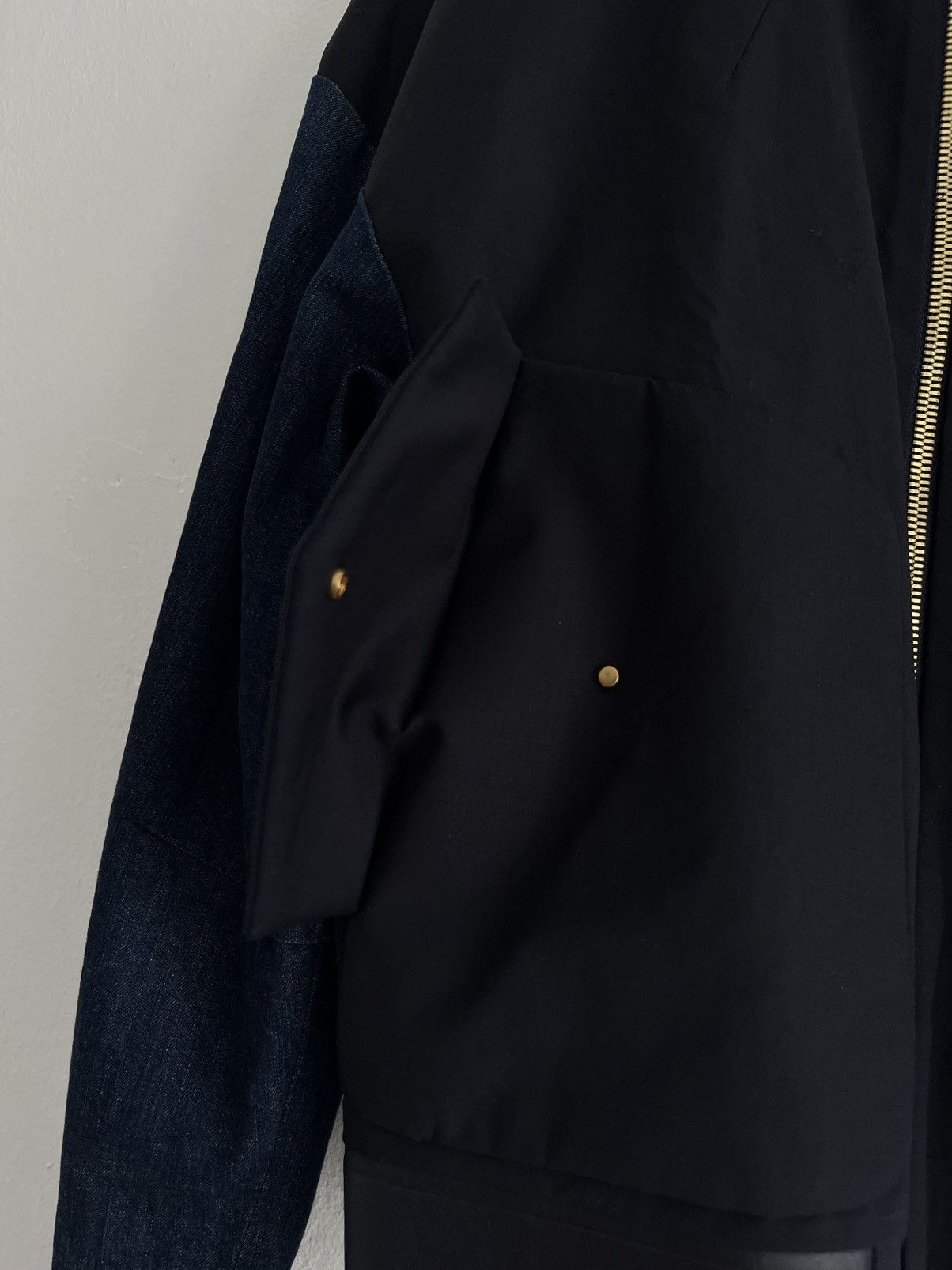 Juun.J Juun.J Leather Accented Navy Bomber Jacket Avant Garde Size US S / EU 44-46 / 1 - 13 Thumbnail