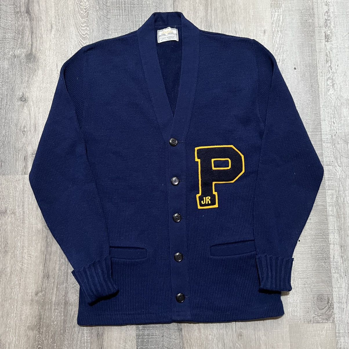 Vintage VTG 1970s Varsity Letterman Cardigan Blue Knit Award Sweater Size US S / EU 44-46 / 1 - 1 Thumbnail