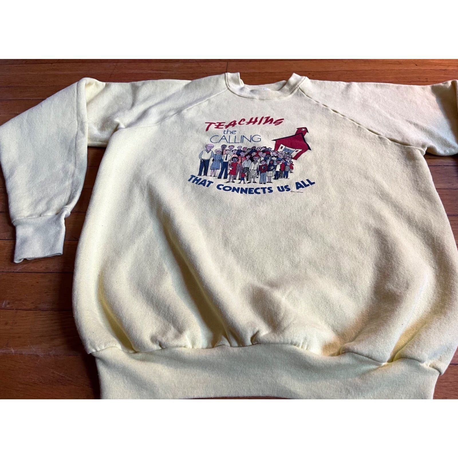Fruit Of The Loom VINTAGE Fruit of the Loom Sweatshirt Men XL Yellow 90s Logo Graphic Print University Teacher Quote Size US XL / EU 56 / 4 - 3 Thumbnail