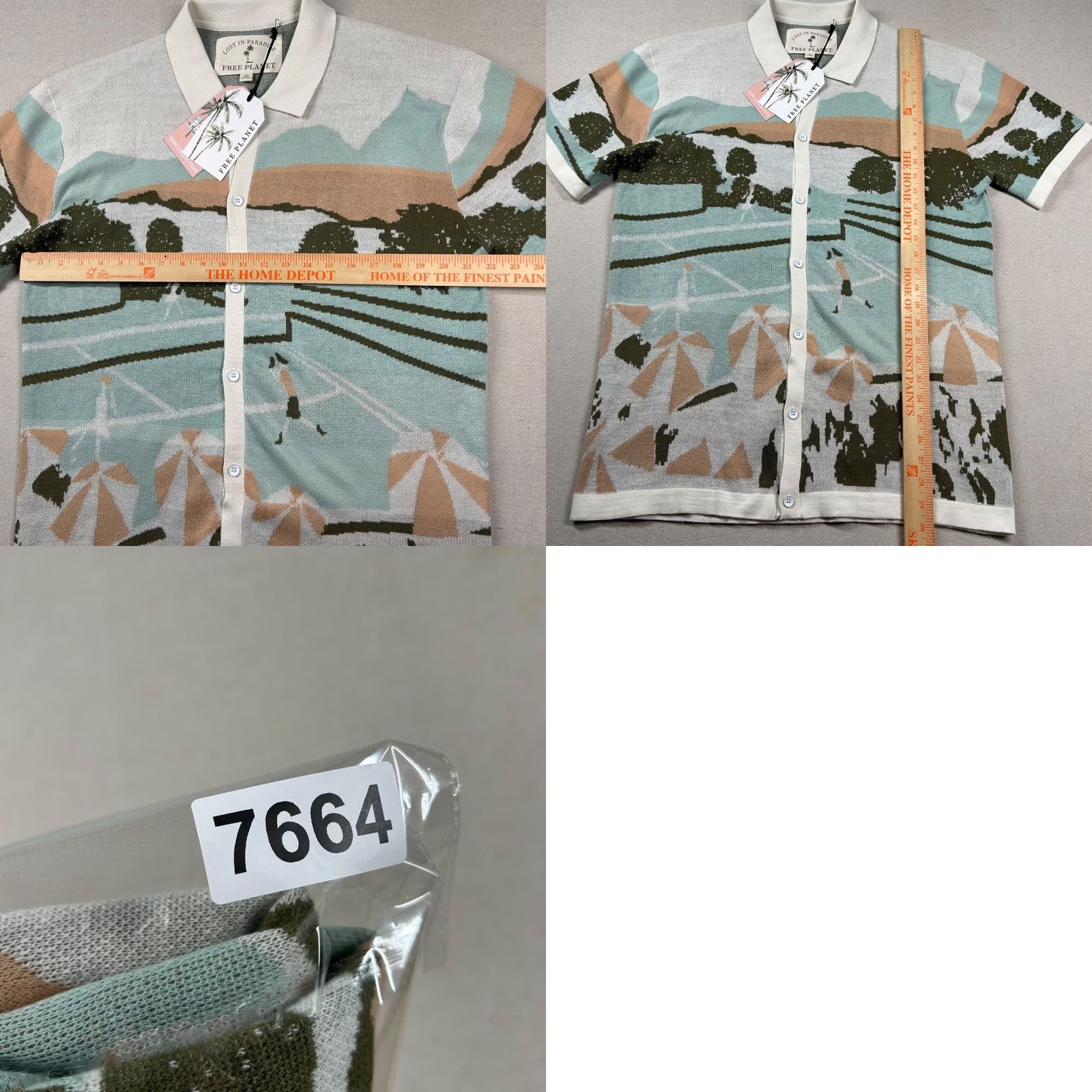 Vintage Free Planet Shirt Mens L Knit Polo Button Up Lost Paradise Tennis Beach Resort Size US L / EU 52-54 / 3 - 8 Thumbnail