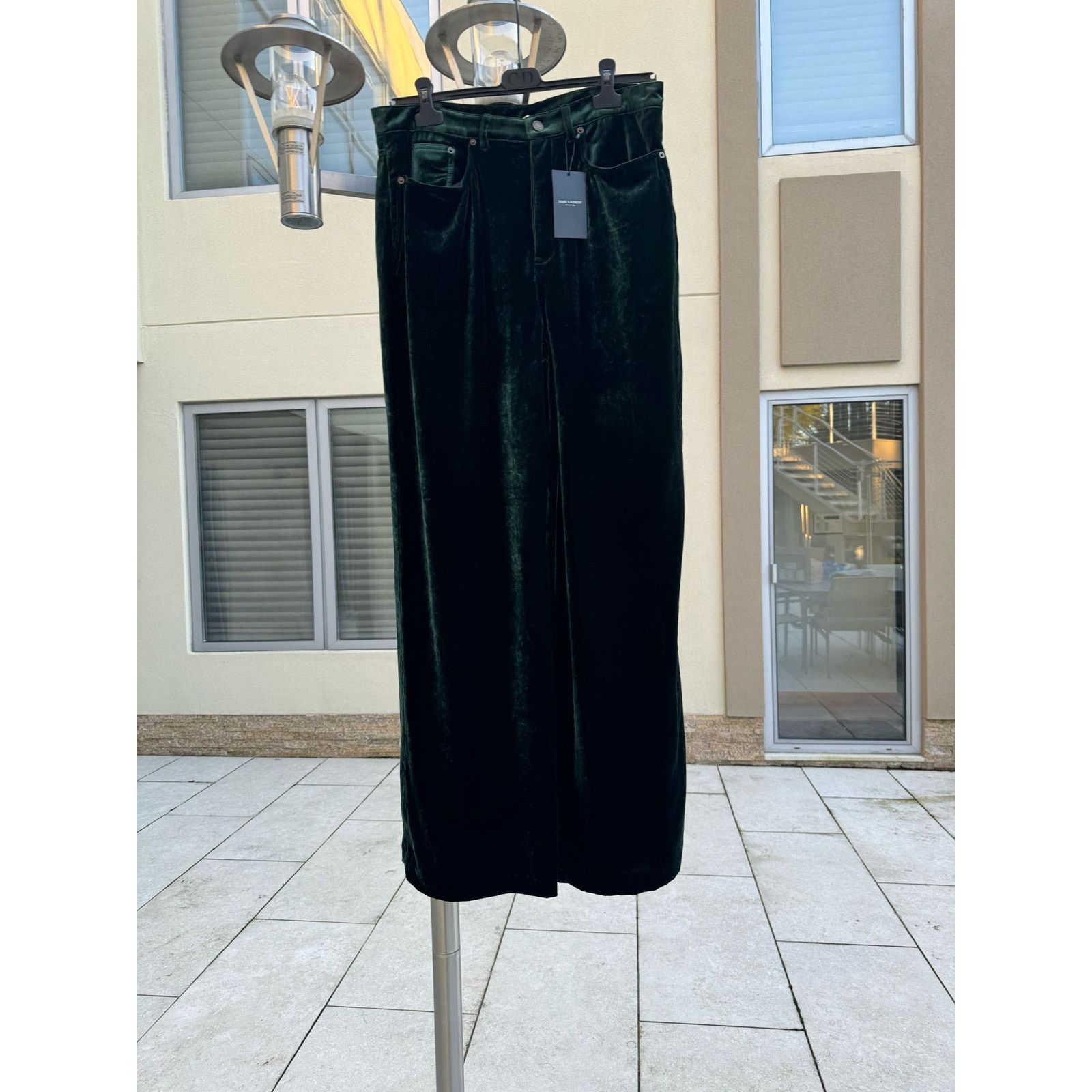 Saint Laurent Paris o1rshd1 Wide Leg Velvet / Velour Pants in Dark Forest Green Size US 34 / EU 50 - 3 Thumbnail