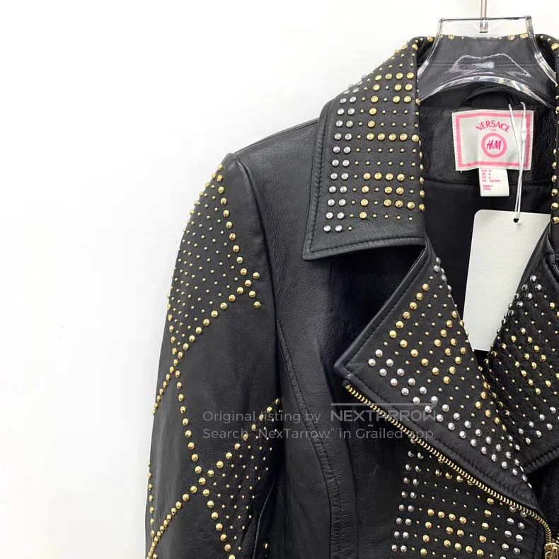 Versace Versace Black rivets embellished with sheepskin lapels Size US XS / EU 42 / 0 - 3 Thumbnail
