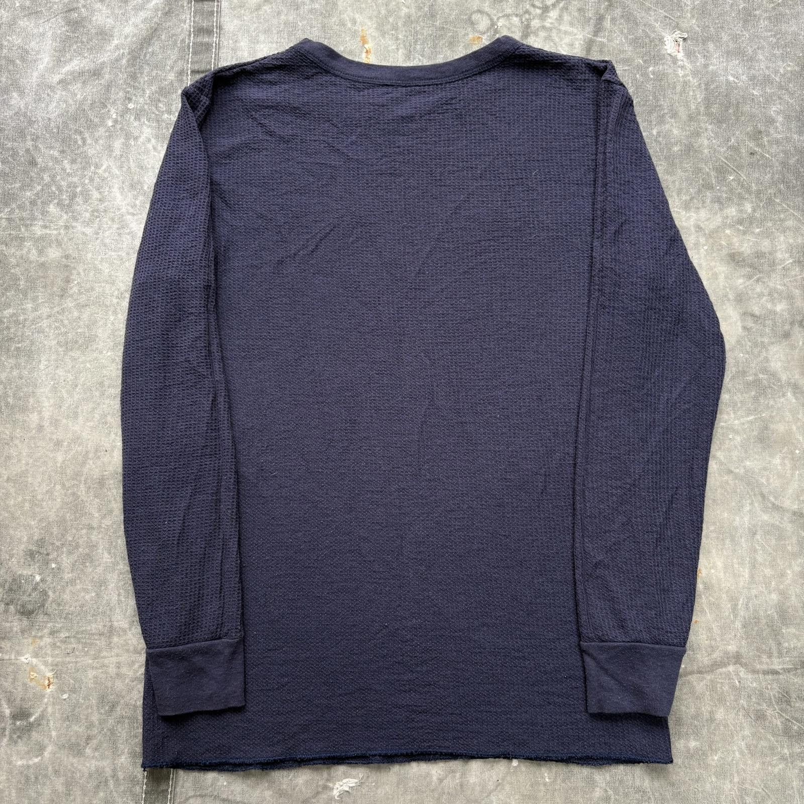 Fruit Of The Loom Vintage Y2K Navy Grunge Skater Thermal Waffle Knit Shirt Size US L / EU 52-54 / 3 - 4 Thumbnail