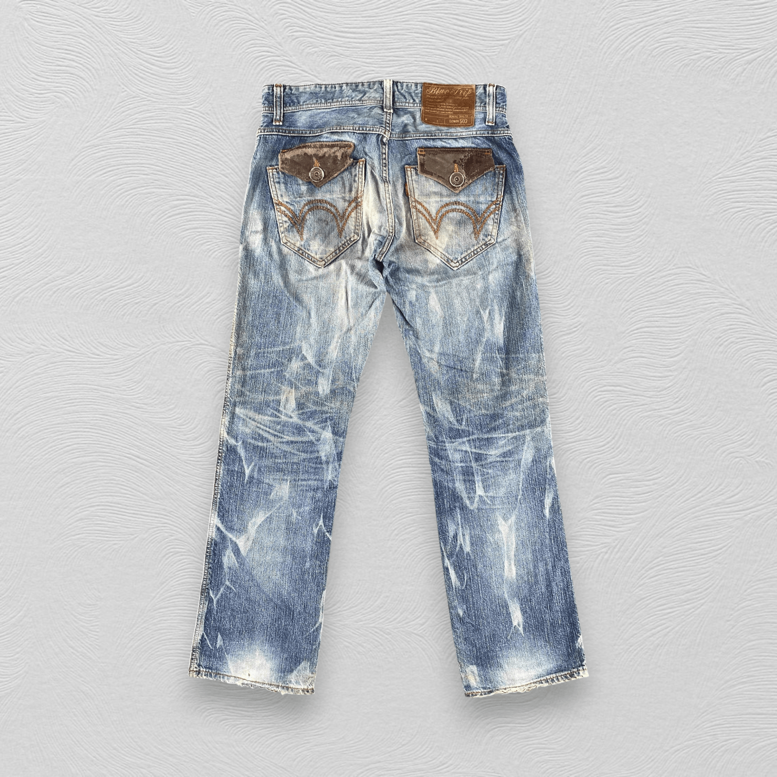 Edwin Edwin 503 Blue Trip Jeans Distress Faded Blue Denim KJ3429 Size US 32 / EU 48 - 2 Thumbnail