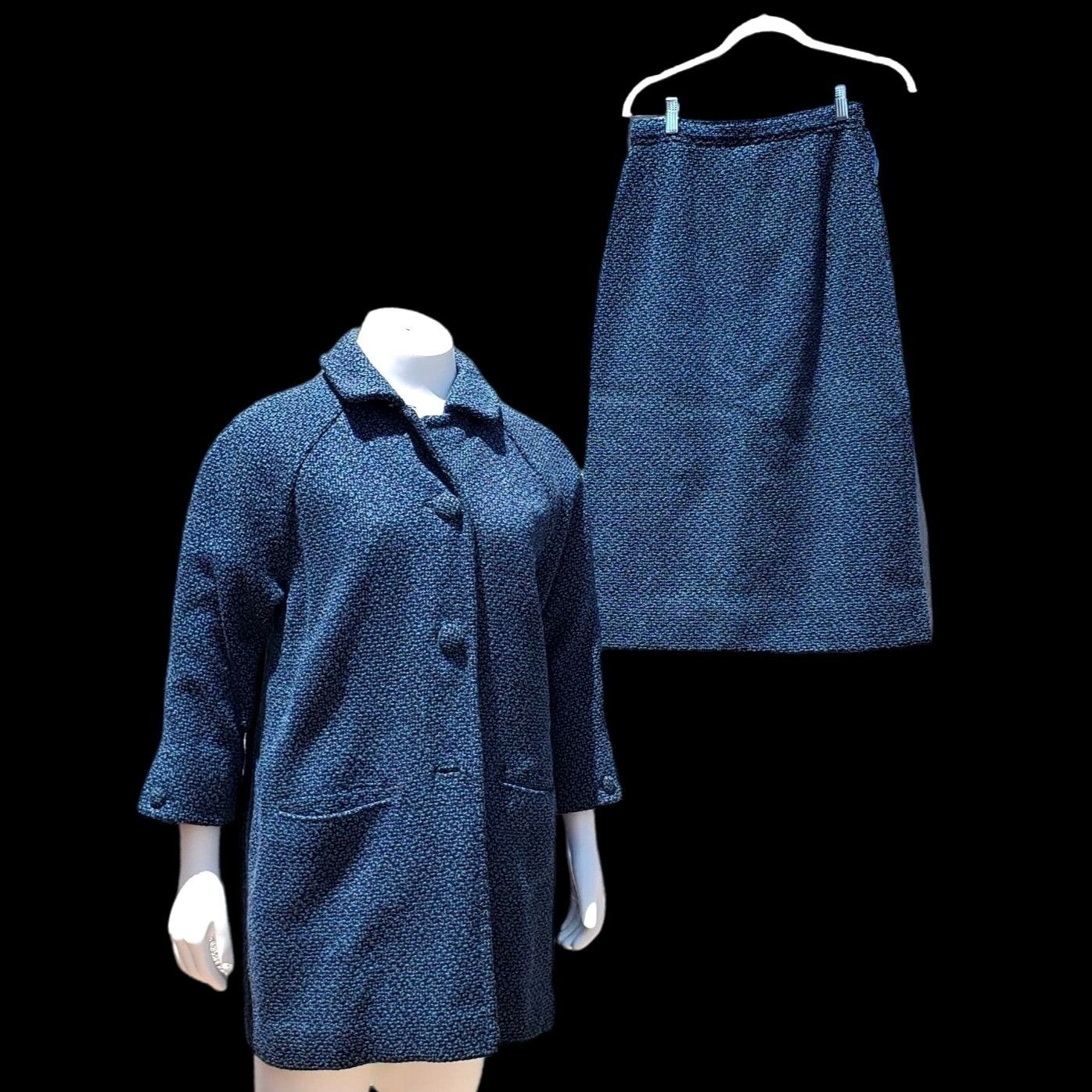 Vintage 1950s Wool Skirt Suit Jacket Blue Womens S M Bespoke | Grailed