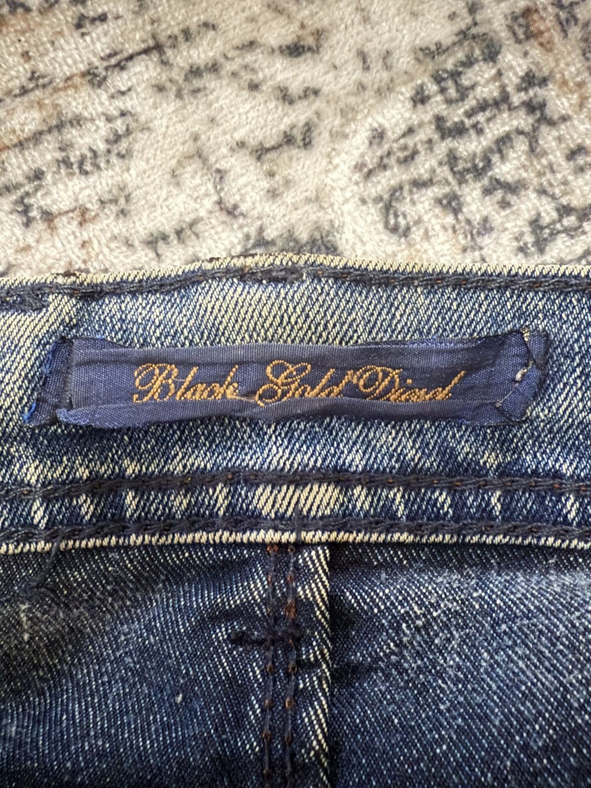 If Six Was Nine Diesel Black Gold Double Waist Whiskers Stack Flared Jeans Size US 29 - 22 Thumbnail