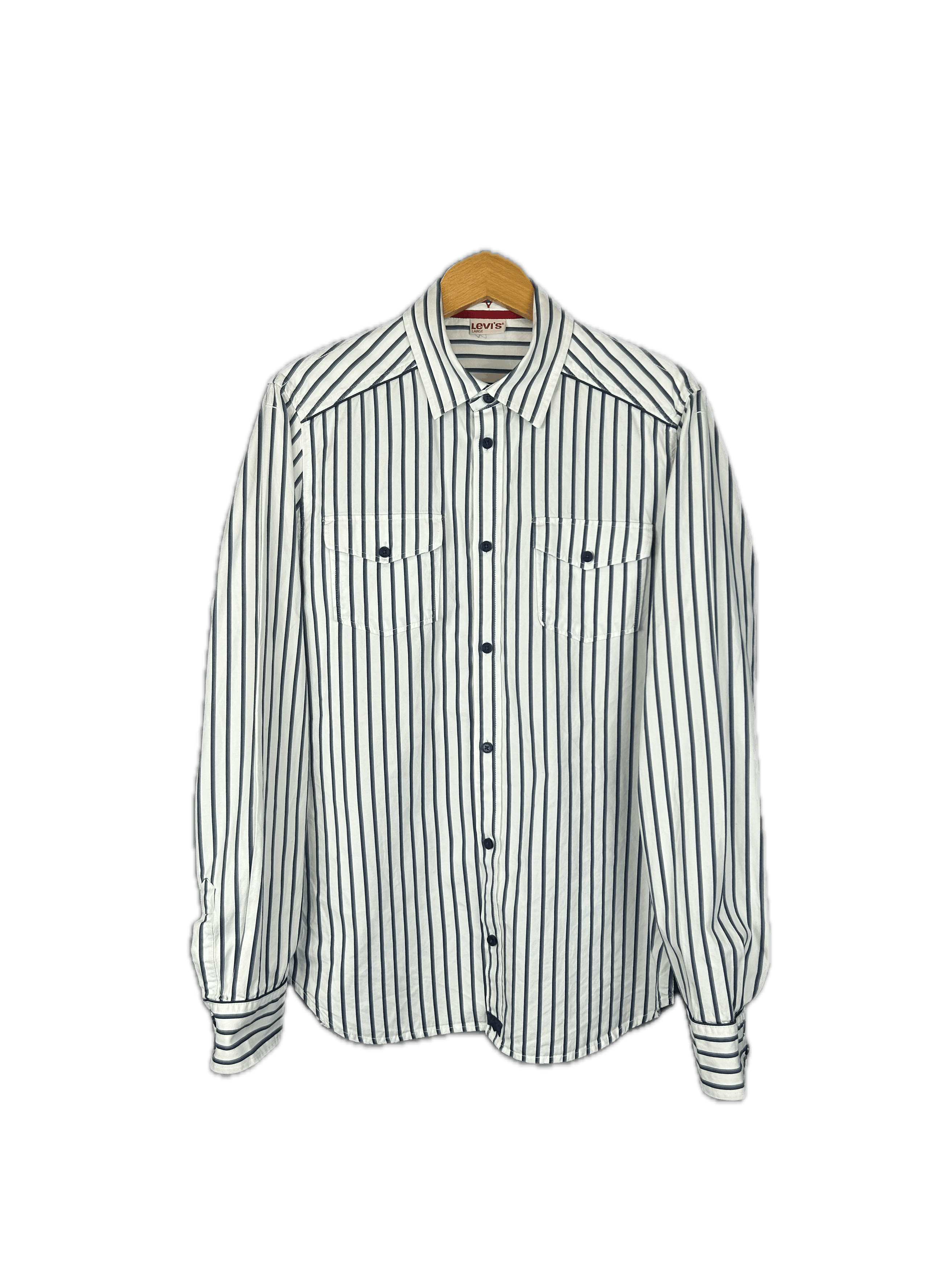 Levi's RARE Vintage Levi's Striped Shirt White Oldmoney Men's L Size US L / EU 52-54 / 3 - 1 Thumbnail