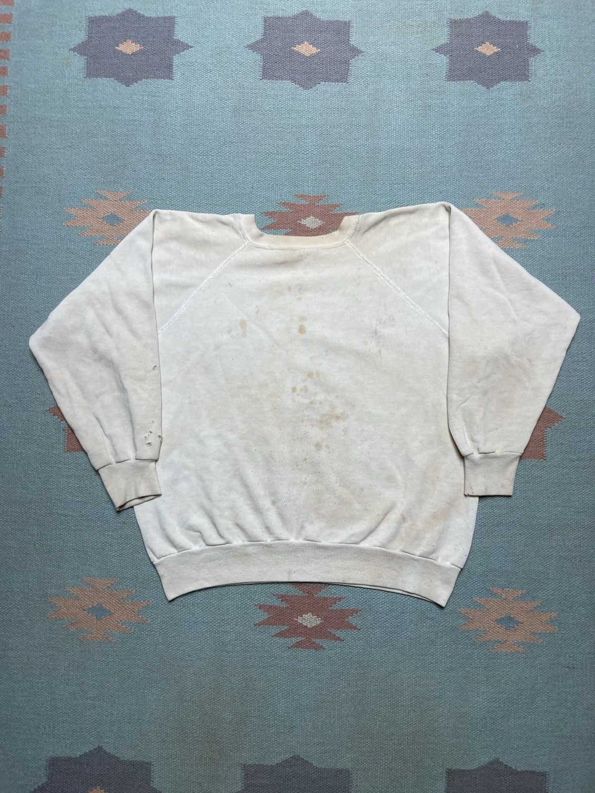 Vintage 80s crewneck sweatshirt blank white grunge distressed Large Size US L / EU 52-54 / 3 - 8 Thumbnail