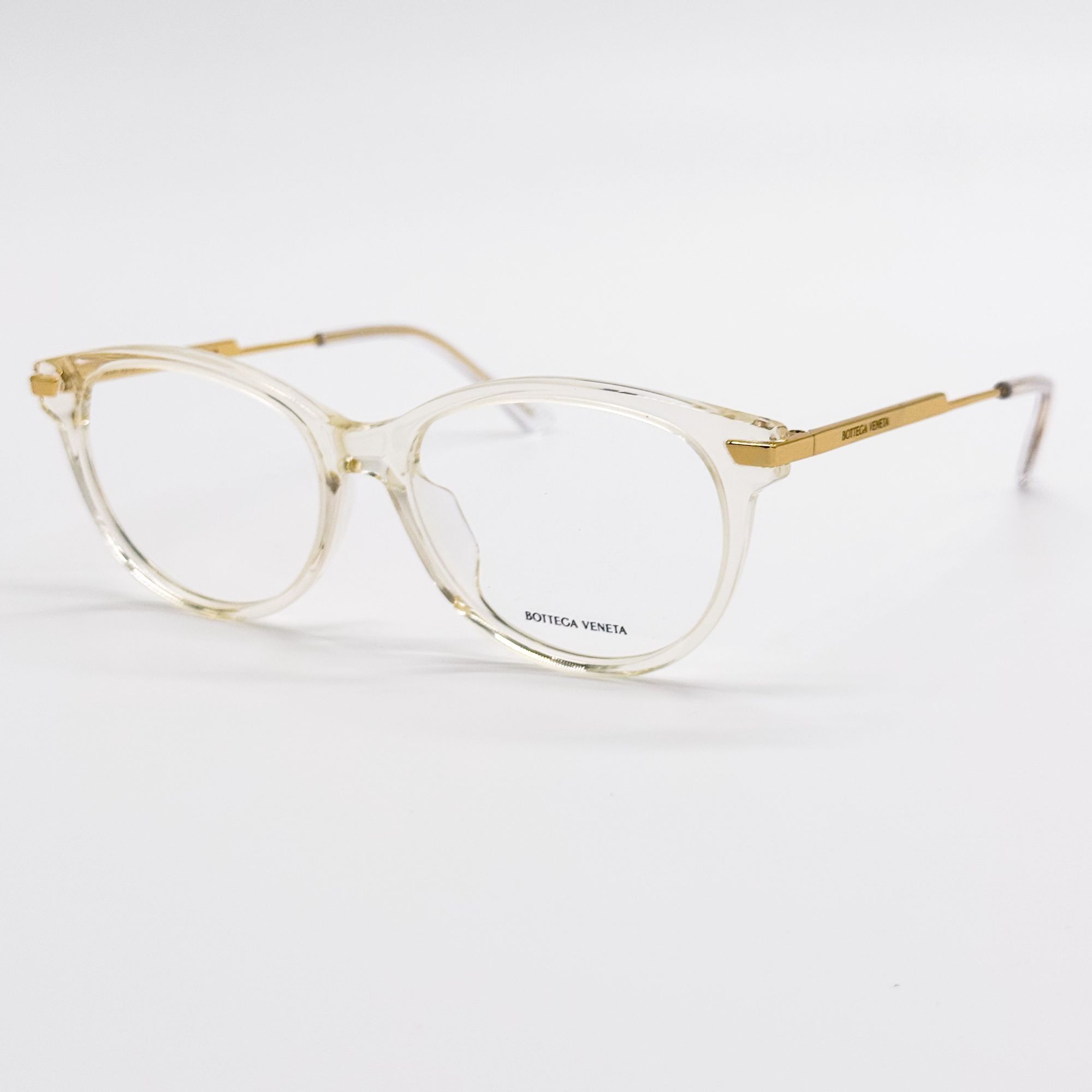 Bottega Veneta NEW BOTTEGA VENETA EYEGLASSES BV1039O 003 ROUND BEIGE TRANSP Size ONE SIZE - 2 Thumbnail