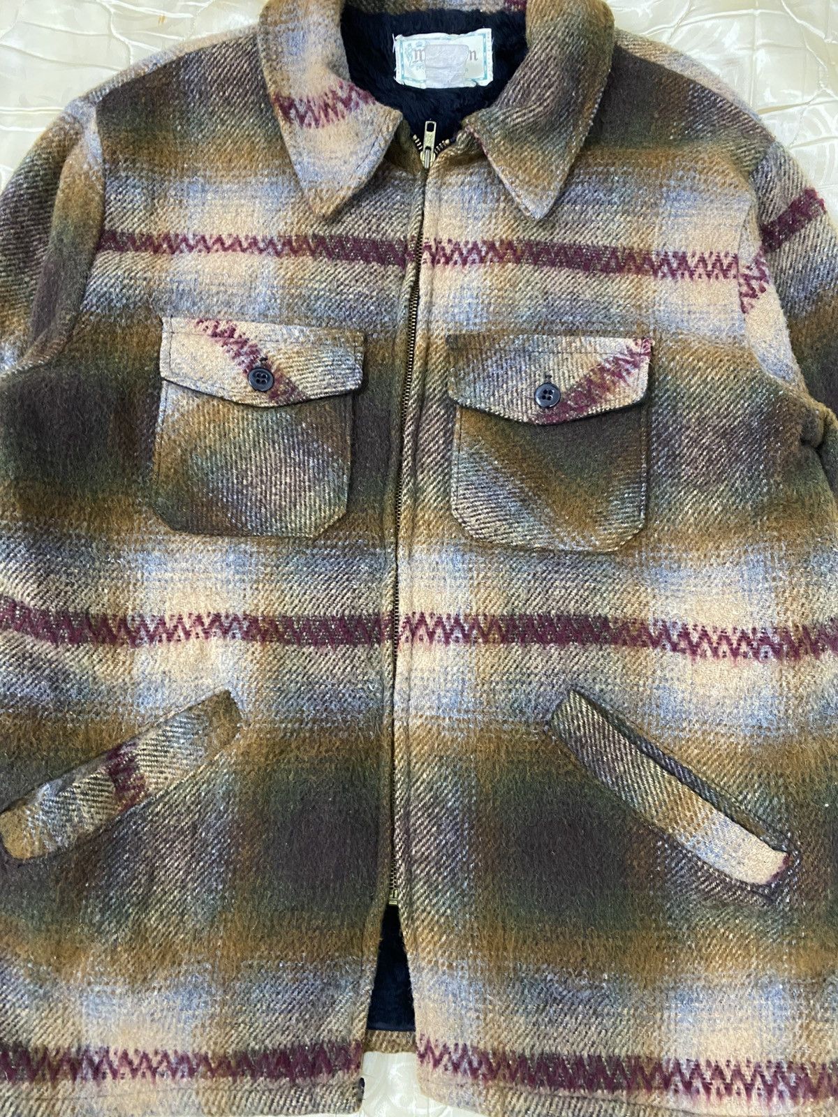 Vintage 50s Melton recycled wool blouson tartan jacket J5 Size US L / EU 52-54 / 3 - 3 Thumbnail