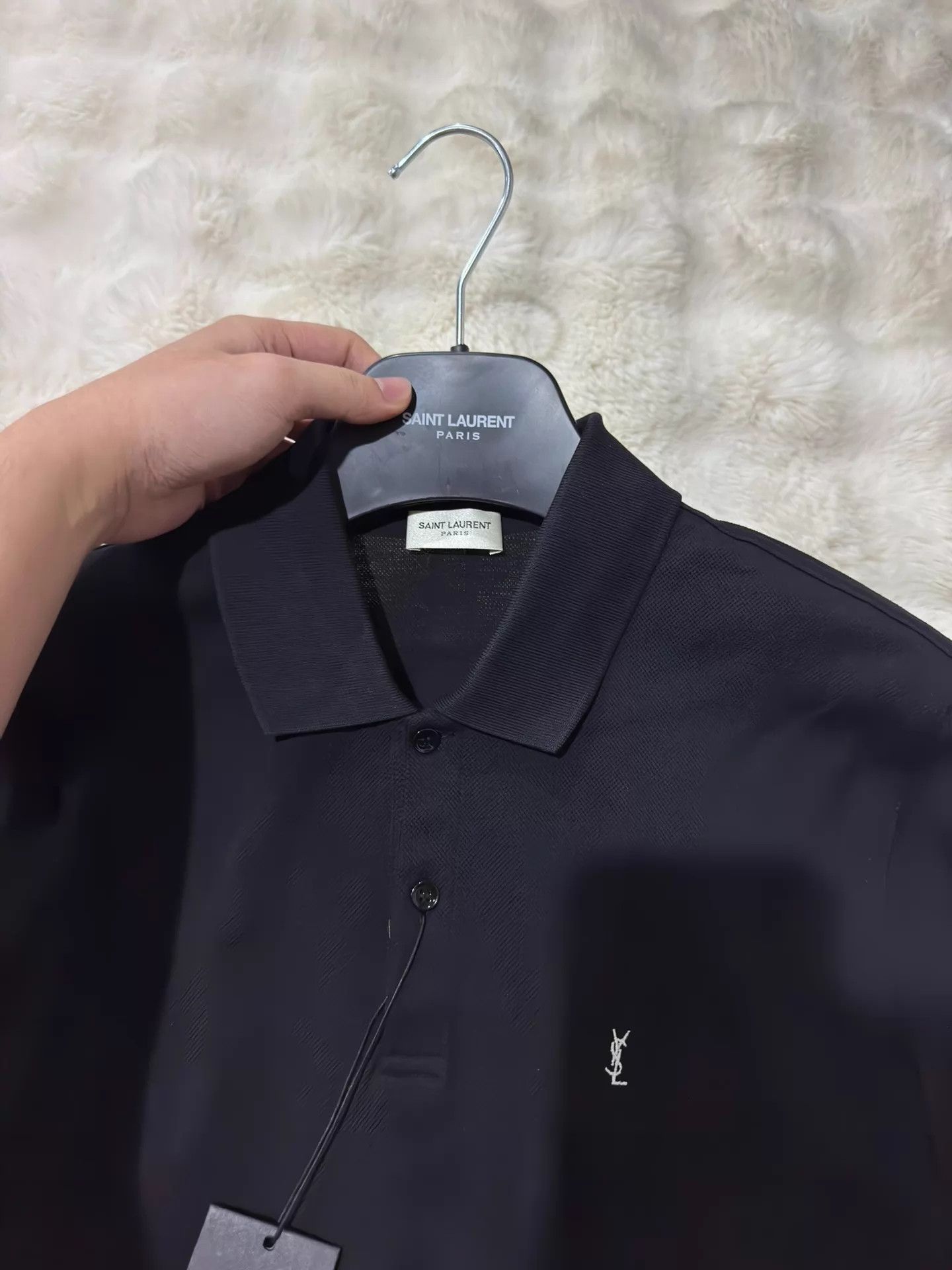 Yves Saint Laurent YSL Classic Long Sleeve Polo M New With Tags White Logo Size US M / EU 48-50 / 2 - 4 Thumbnail