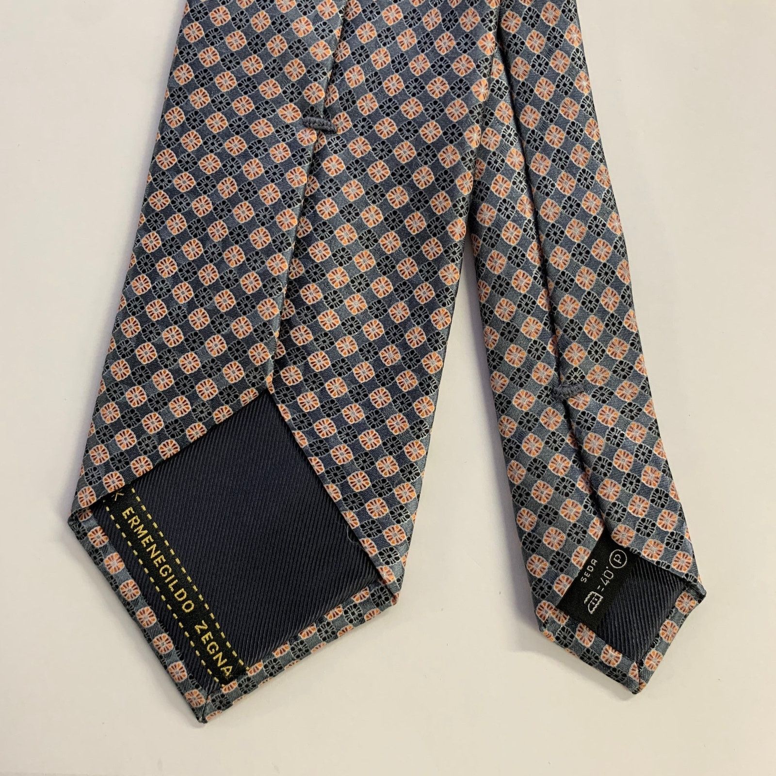 Ermenegildo Zegna ERMENEGILDO ZEGNA One Size Grey Orange Silk Tie Size ONE SIZE - 2 Thumbnail
