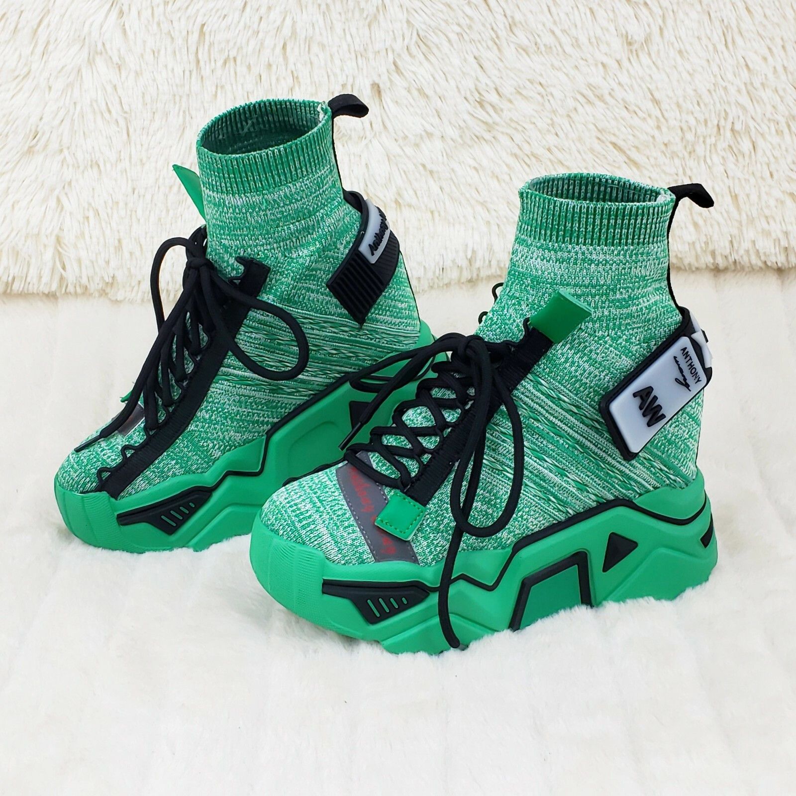 Other Wang Damson Pull On Knit Platform Sneaker Boots 4" Hidden We Size US 7 / IT 37 - 1 Thumbnail
