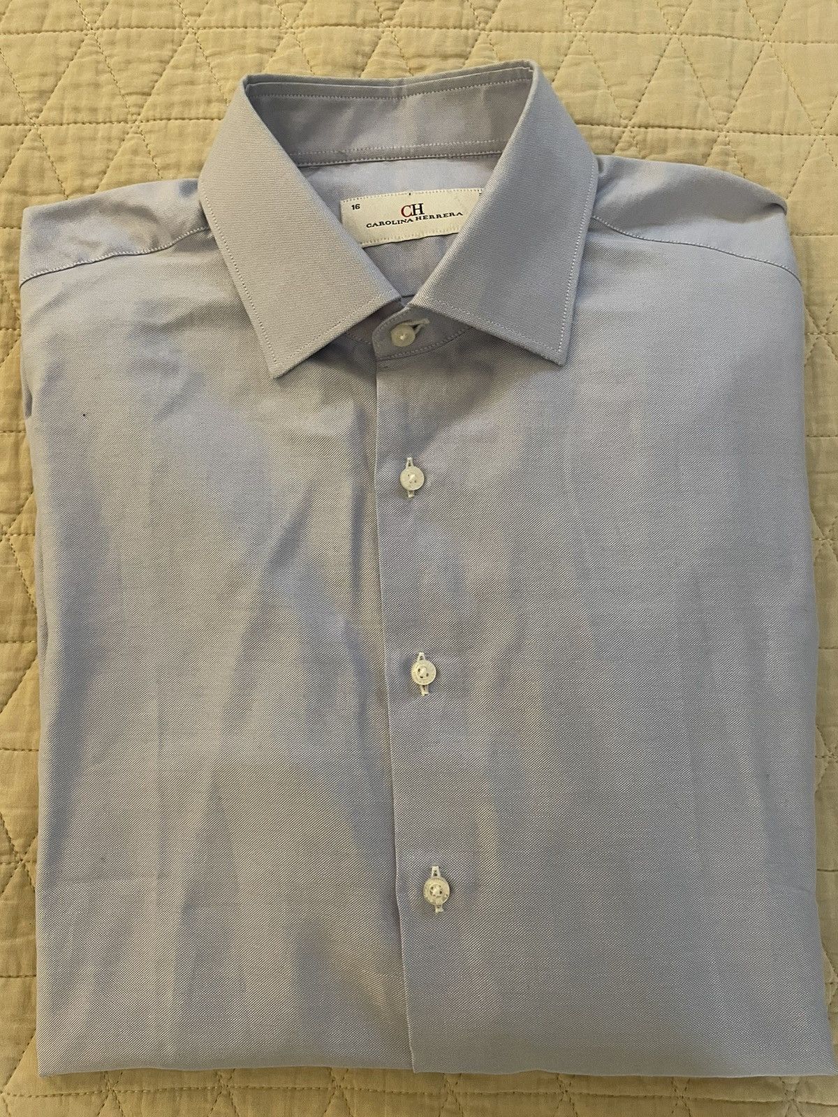 Carolina Herrera Spread Collar Monogram Dress Shirt Size US L / EU 52-54 / 3 - 1 Thumbnail